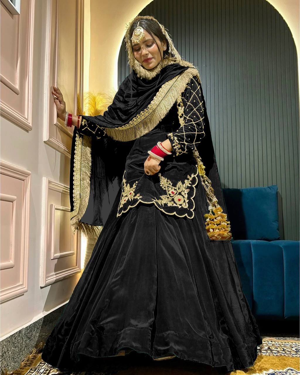 Natural Crep Silk Kurta Lehenga with Dupatta Set
