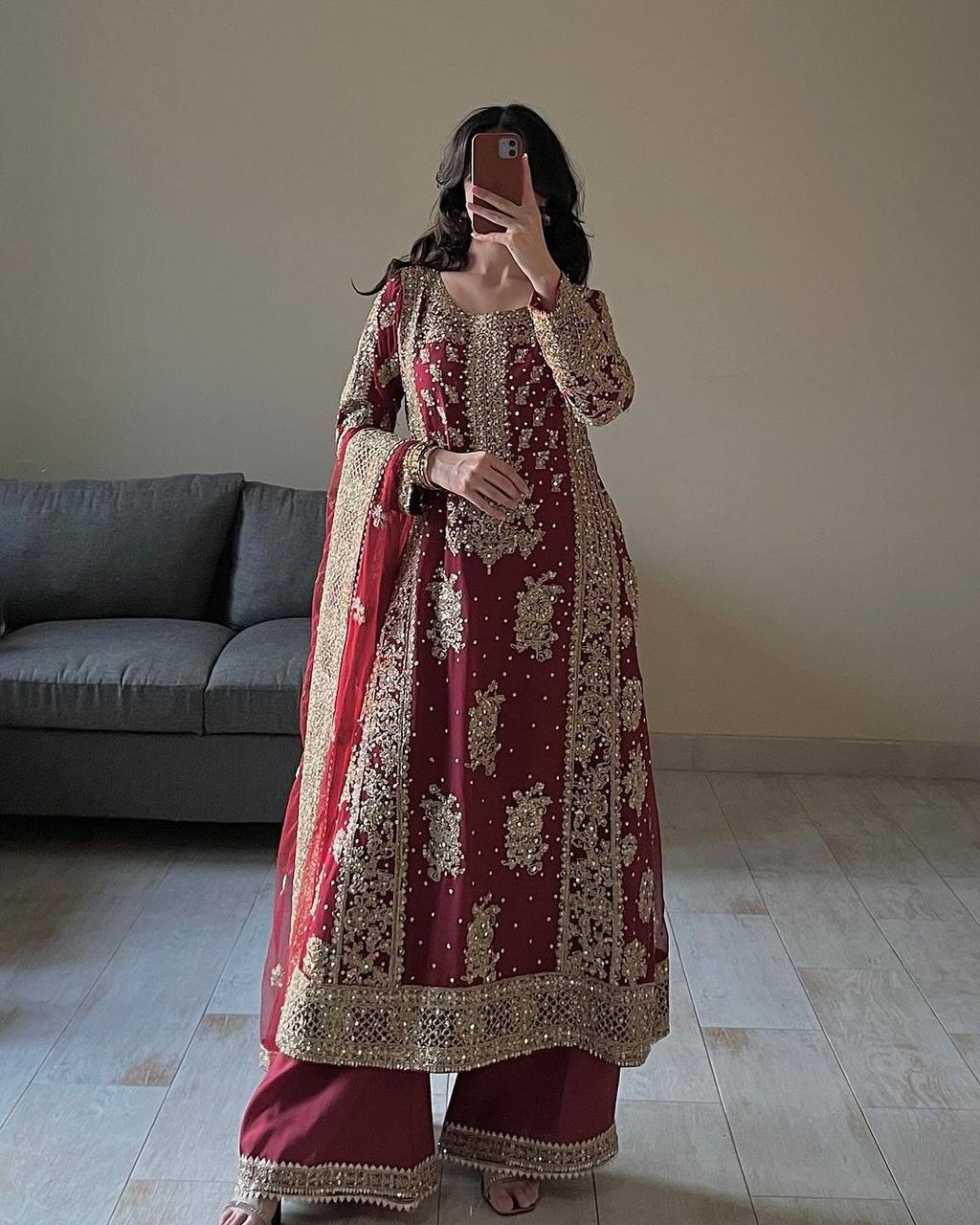Faux Georgette Kurta Palazzo with Dupatta set
