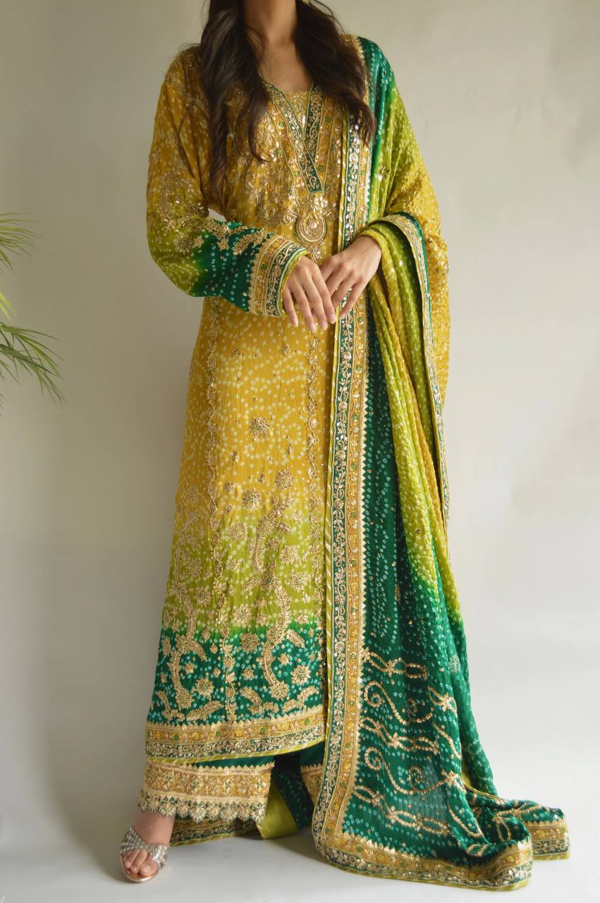 Faux Georgette embroidery work kurta palazzo with dupatta set