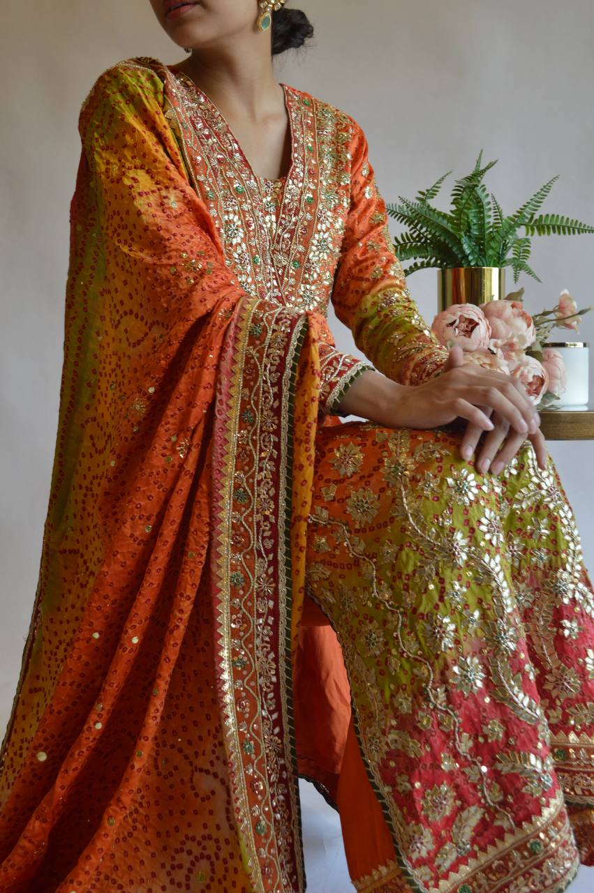 Faux Georgette embroidery work kurta palazzo with dupatta set