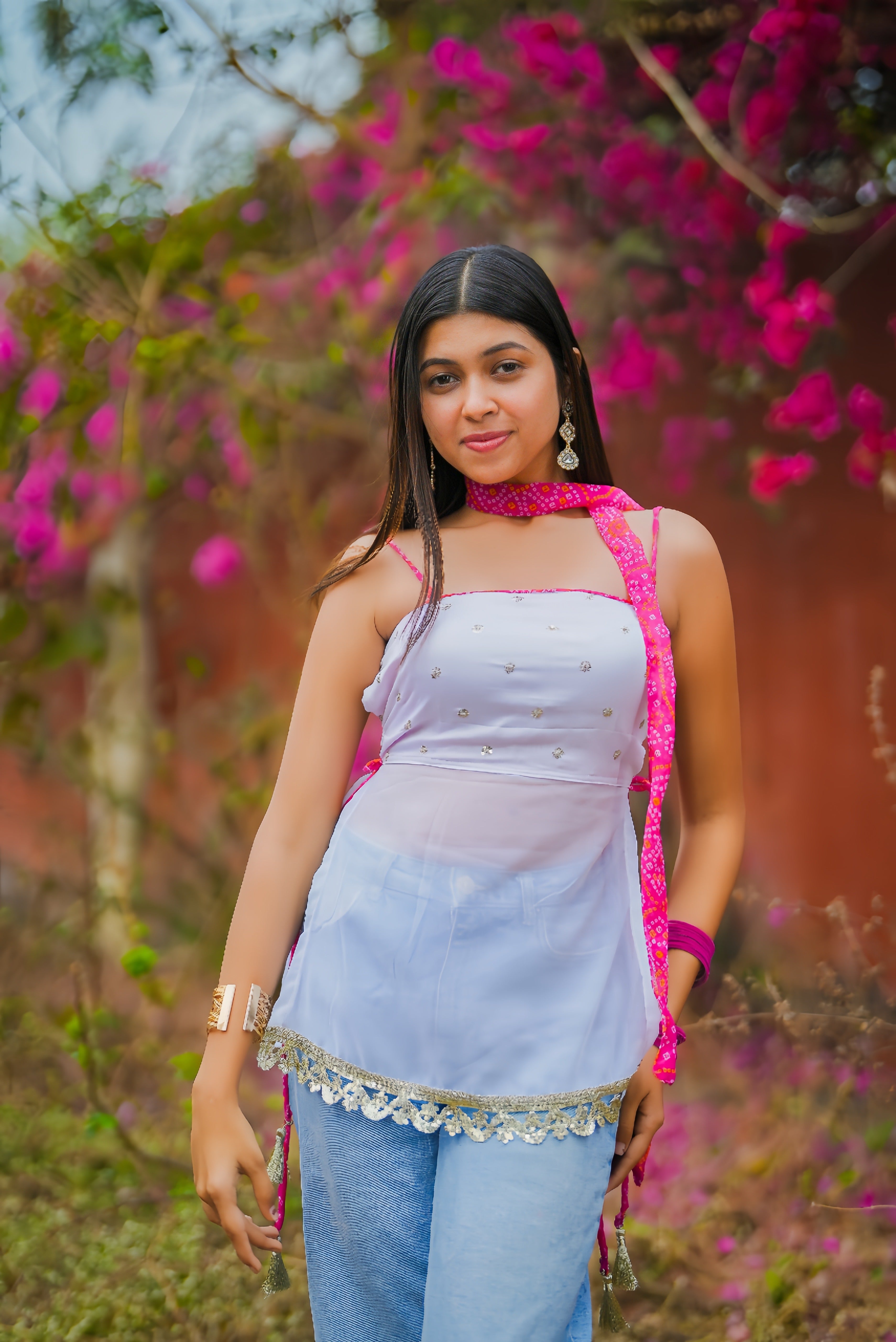Gulabi Rangrez Kurti With Mini Dupatta