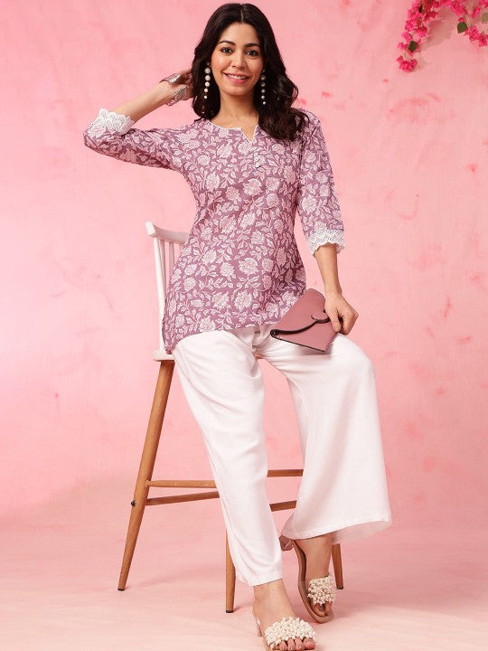 Women printed rayon top