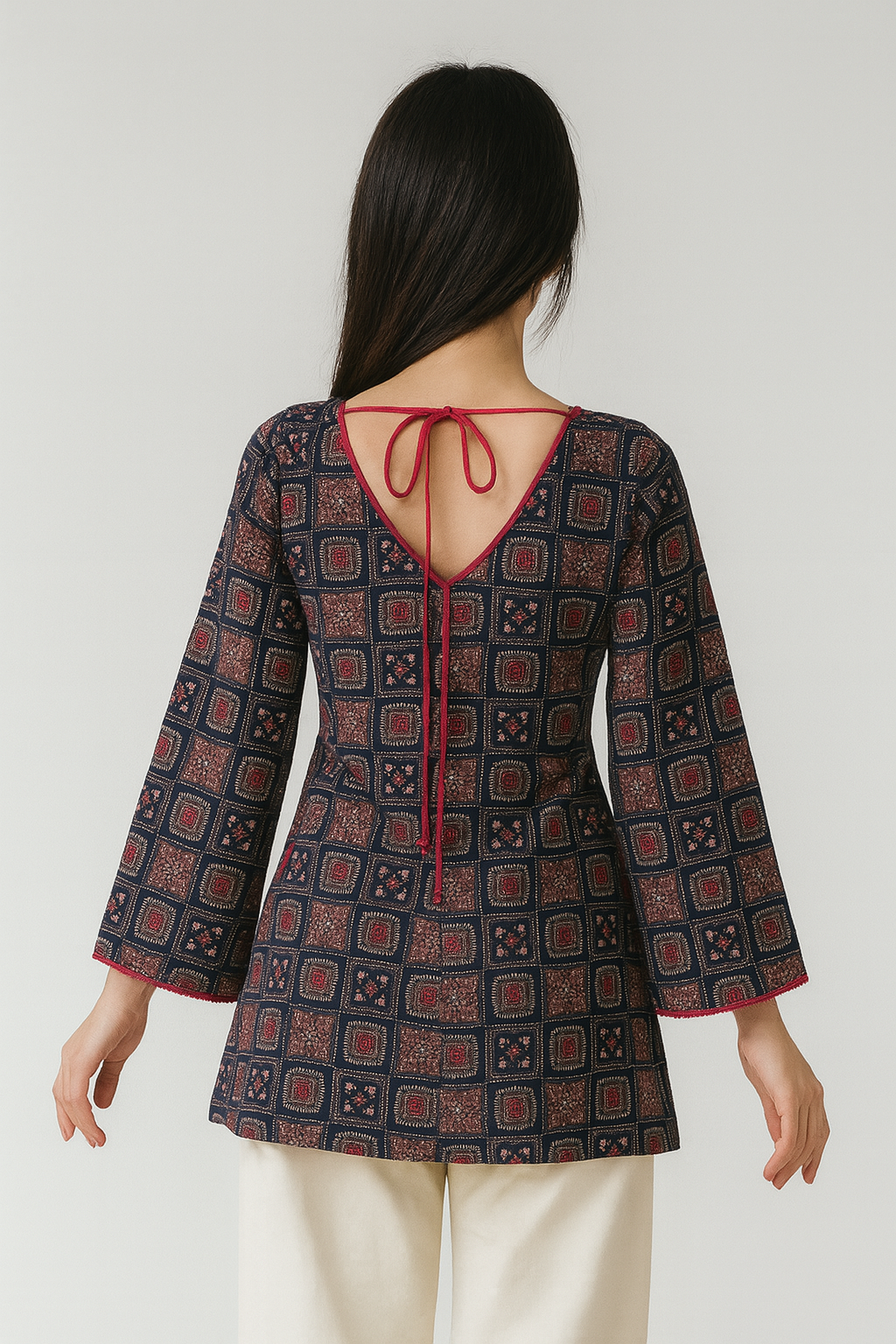Velora elegance V-neck full sleeve Kurti