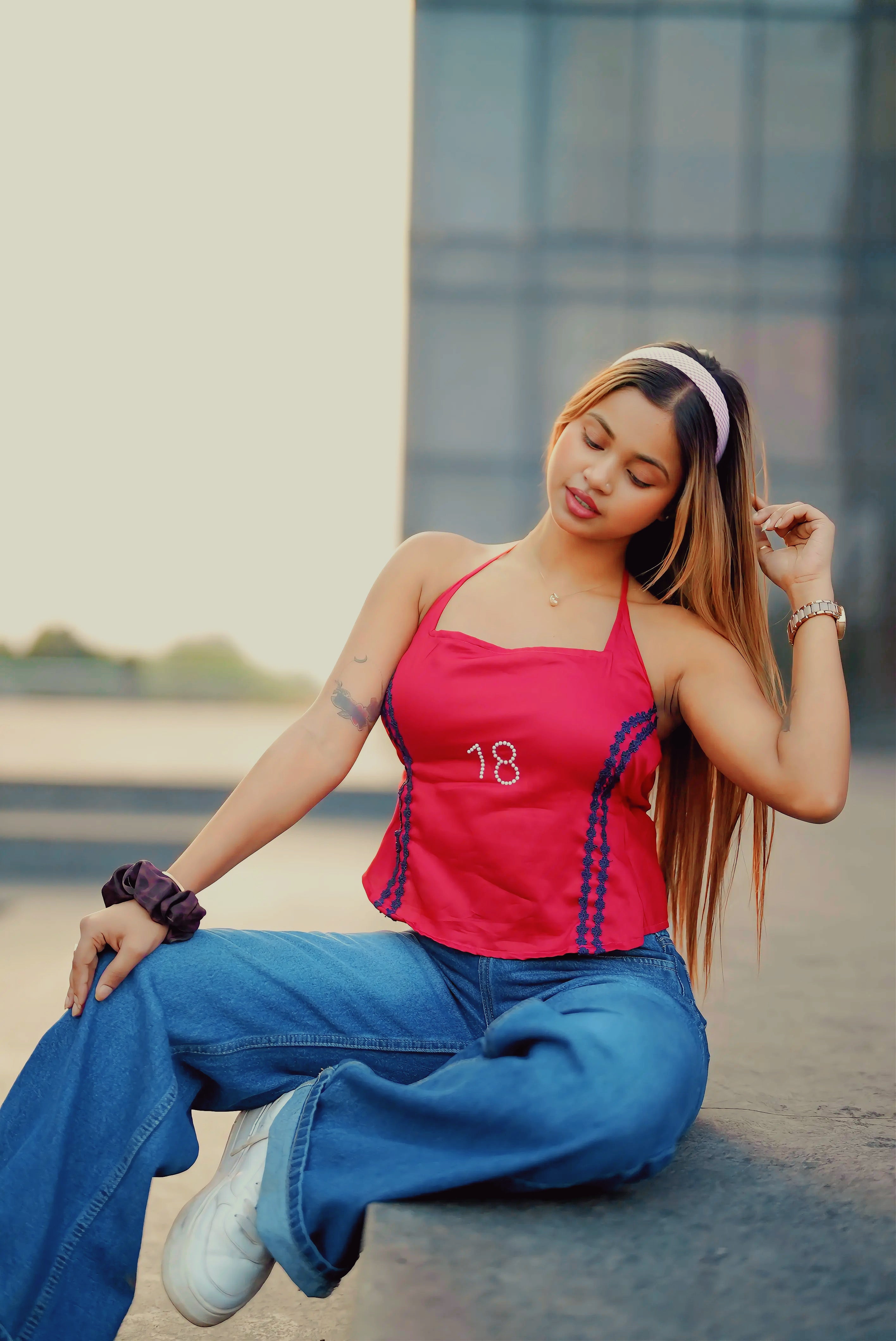 Red Street Cotton Crop Top ❤️