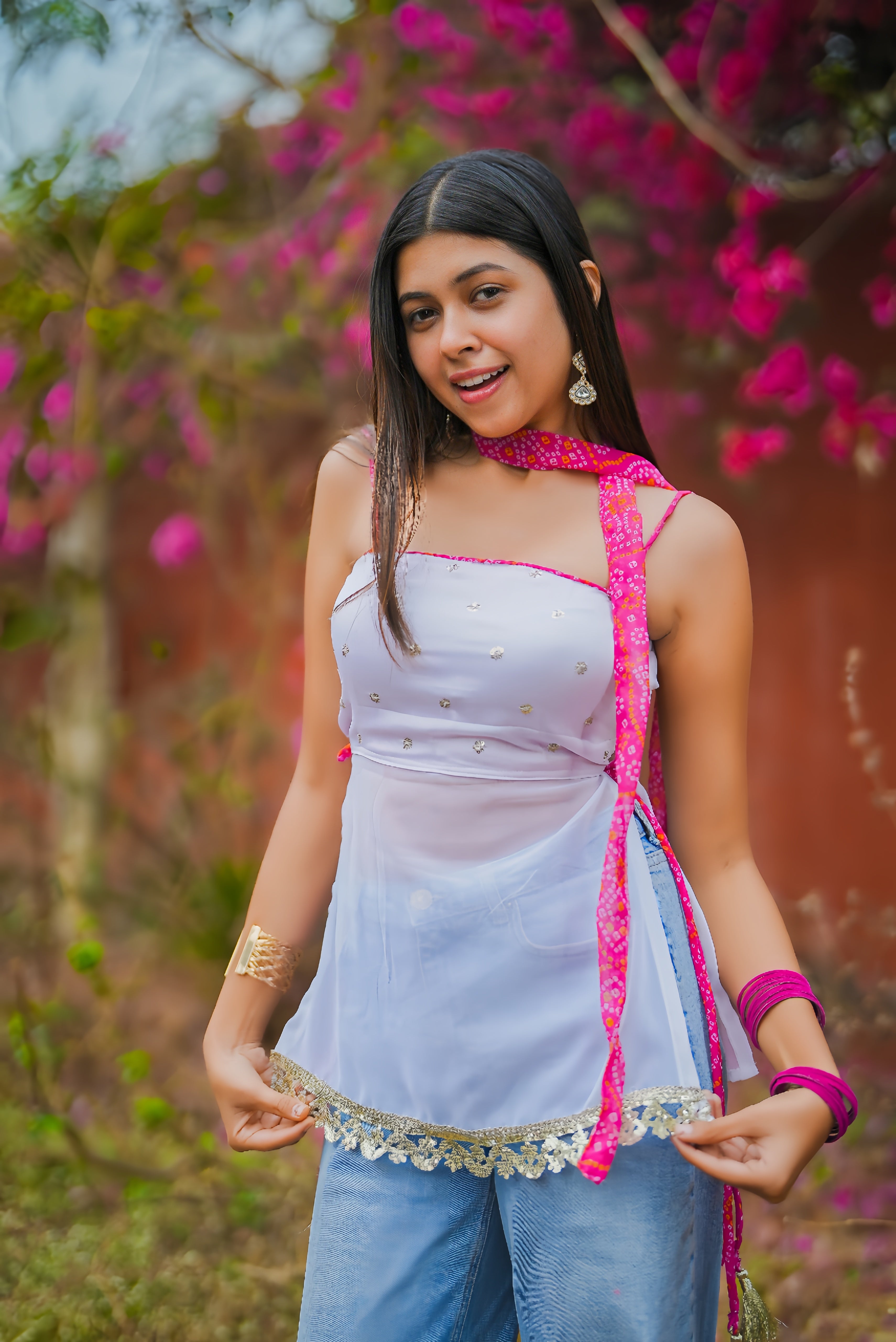 Gulabi Rangrez Kurti With Mini Dupatta