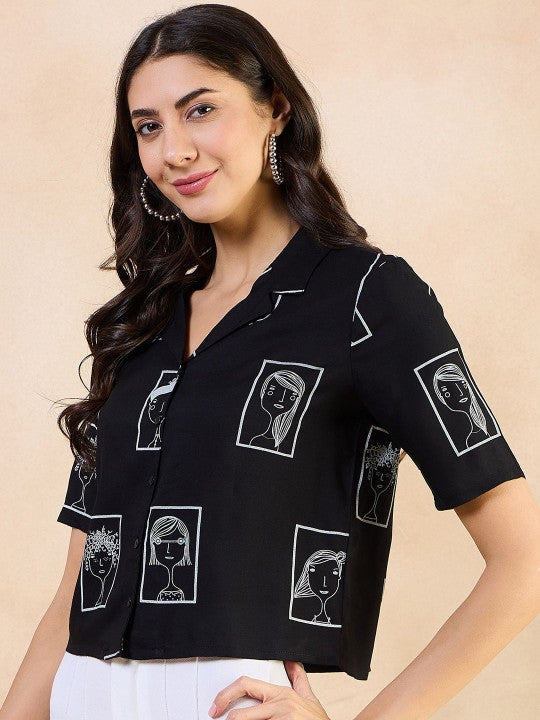 Casual Regular Rayon Solid Women Black Top