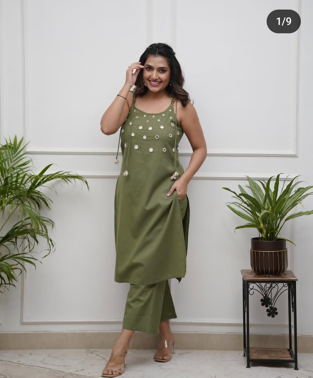 Women Sleeveless cotton kurta pant sets
