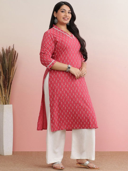 Plus Size Ethnic Motifs Printed rayon Straight Kurta
