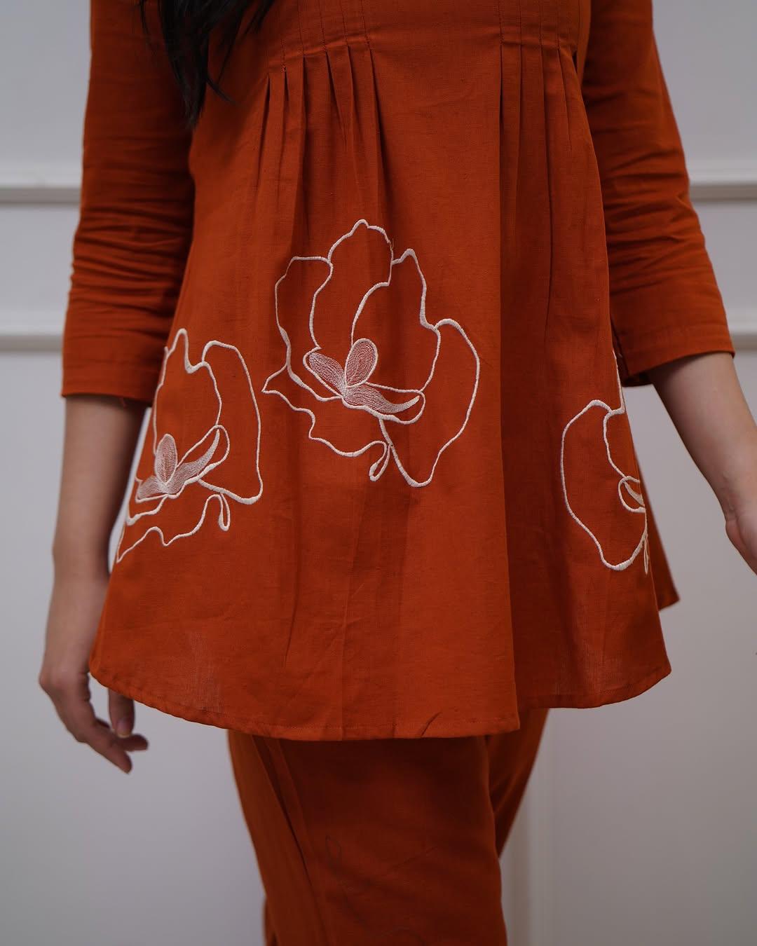 Classy Summers Special Cotton Cord Set with White Thread Embroidery