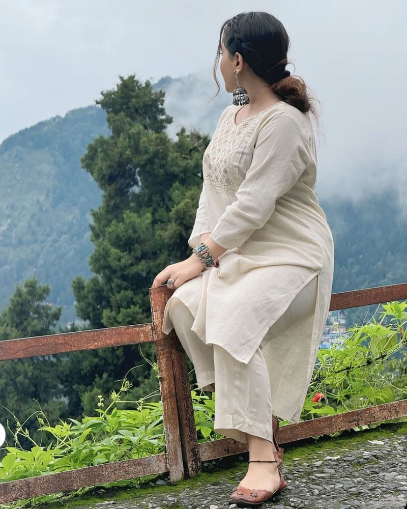 Designer Pure Cotton Kurta With Trousers