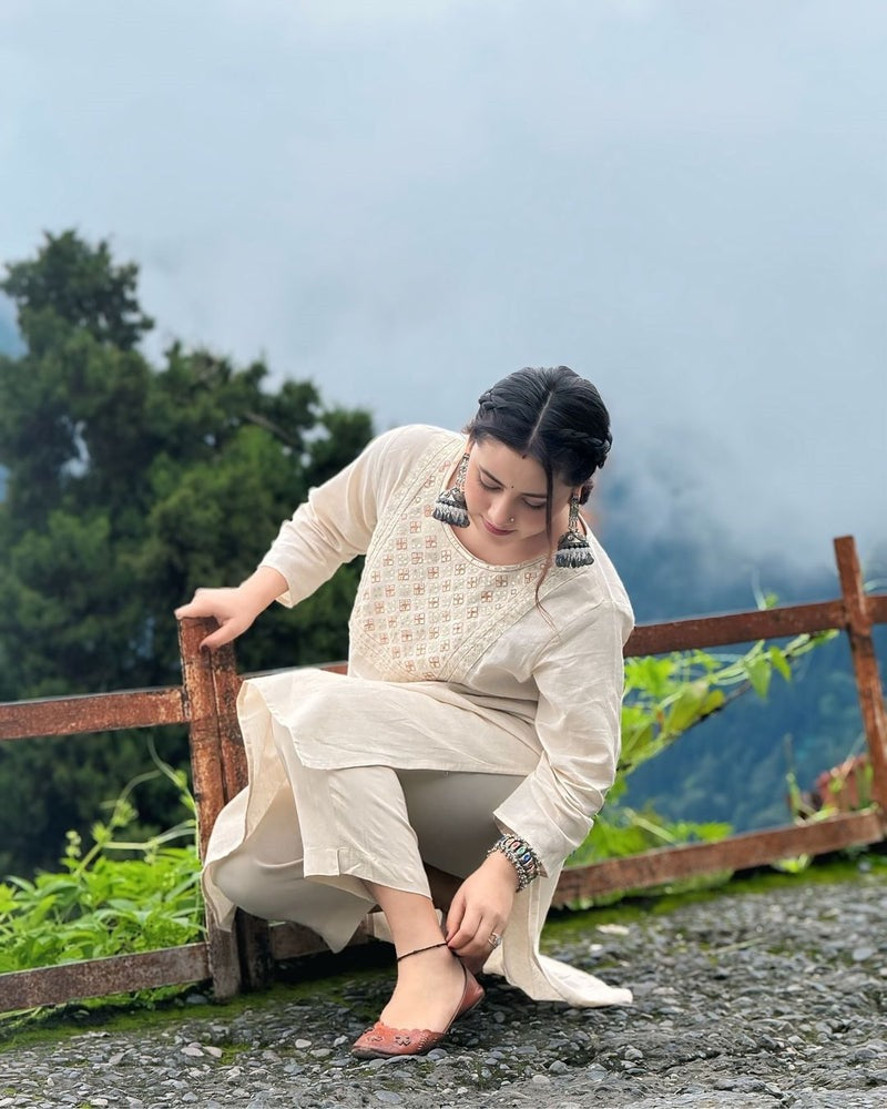 Designer Pure Cotton Kurta With Trousers