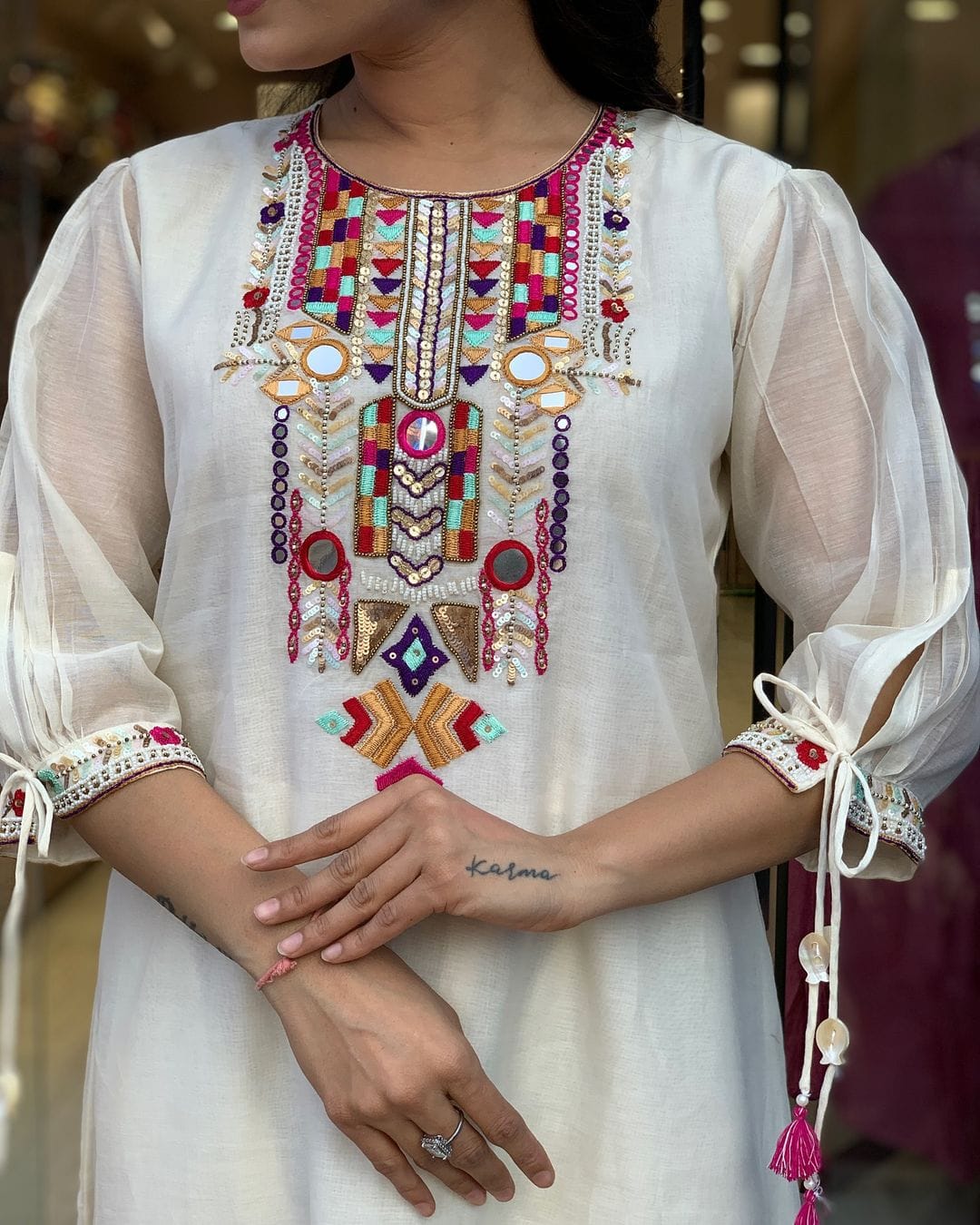 Embroidered Chanderi Suit Set with Dupatta