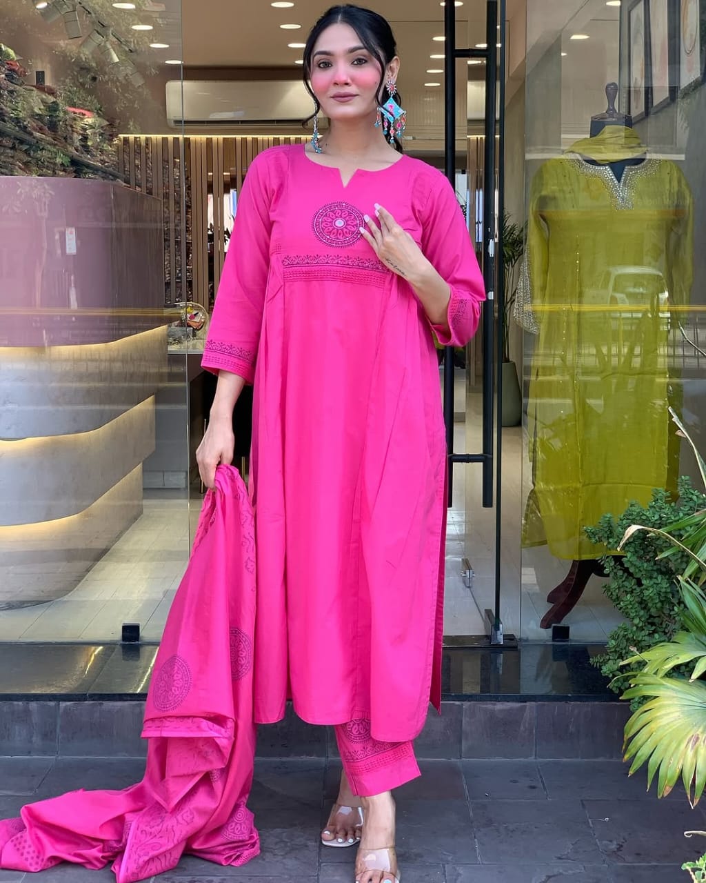 Hand Block Print Cotton kurta pant set for women