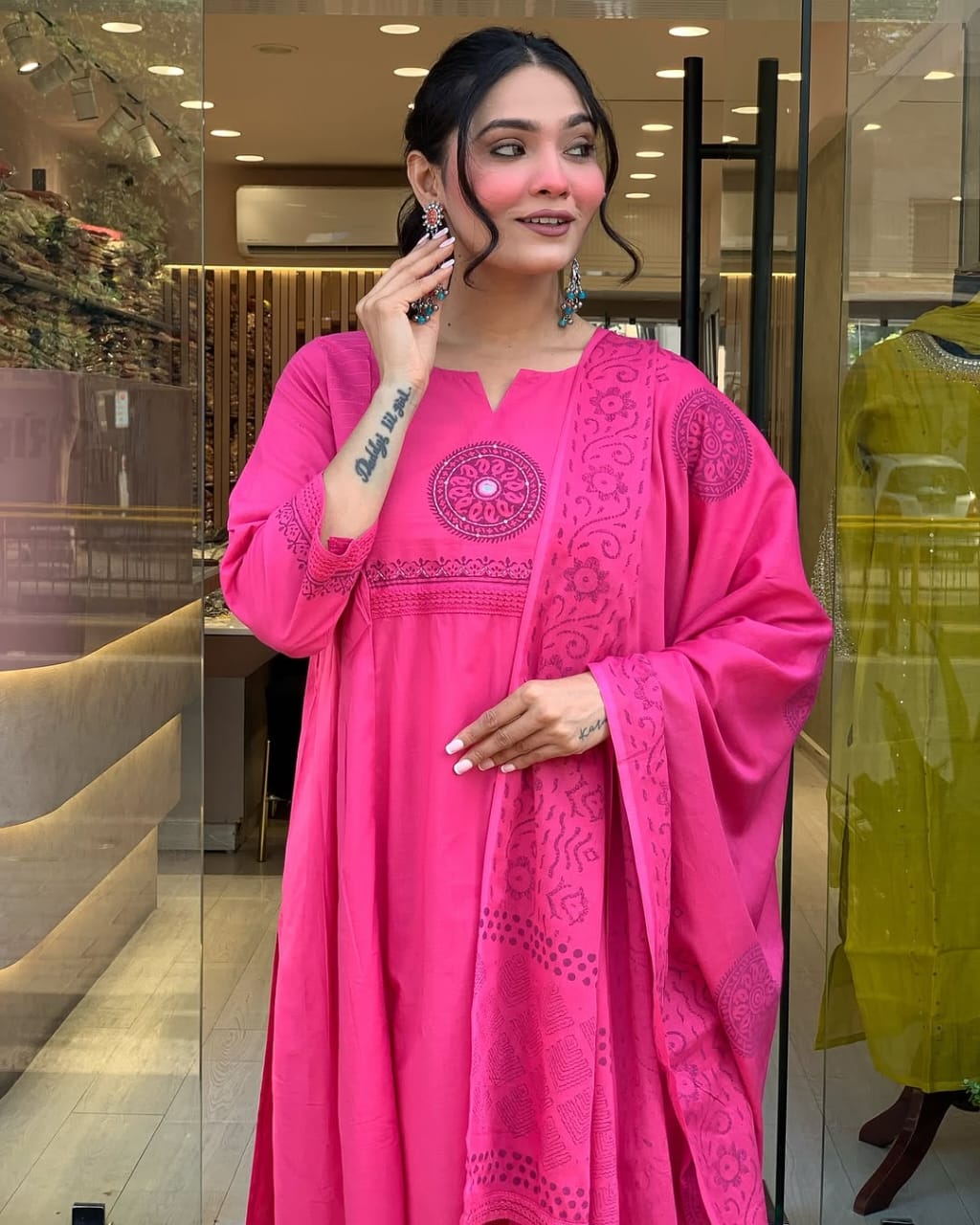 Hand Block Print Cotton kurta pant set for women