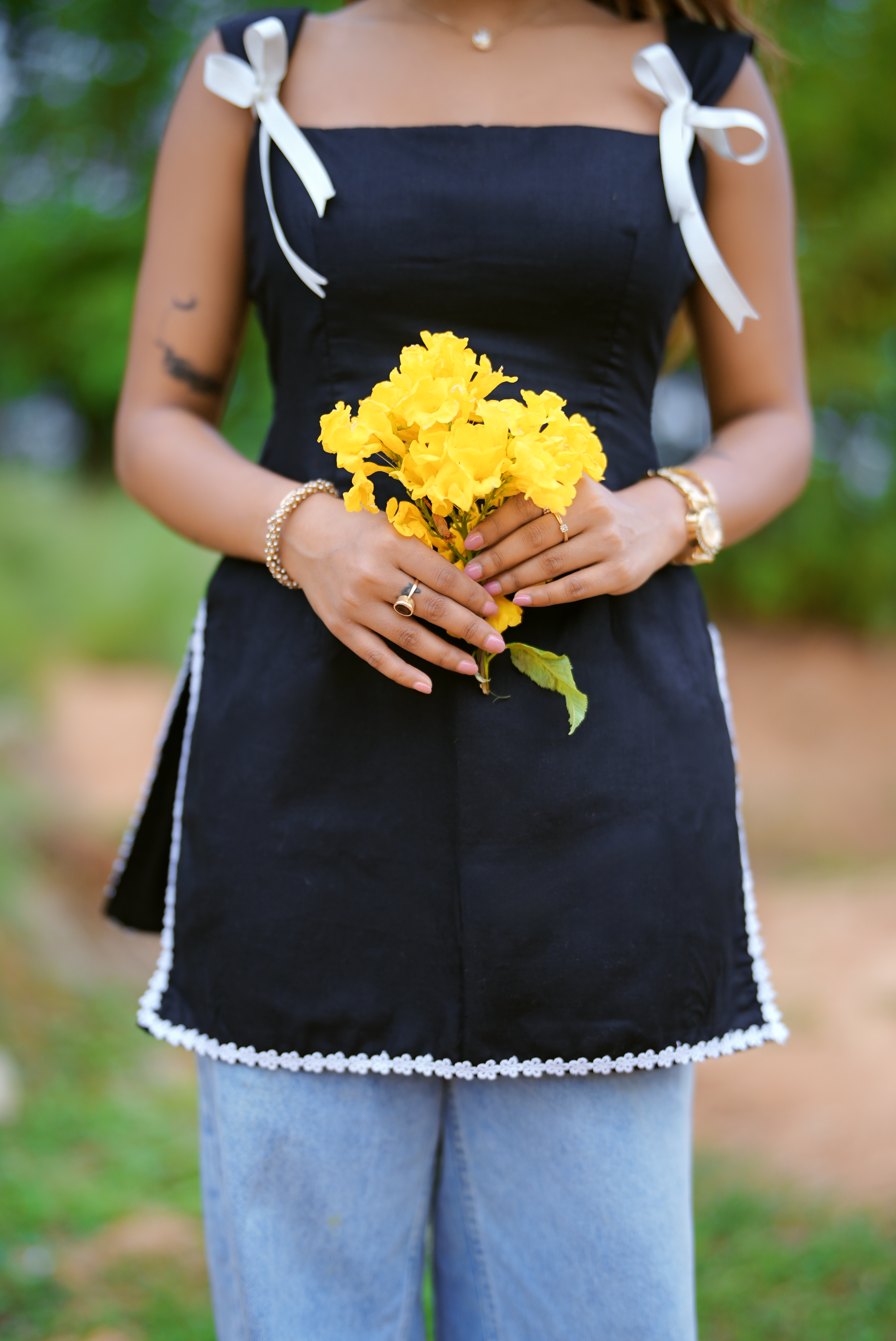 Midnight Bloom Short Trendy Kurti