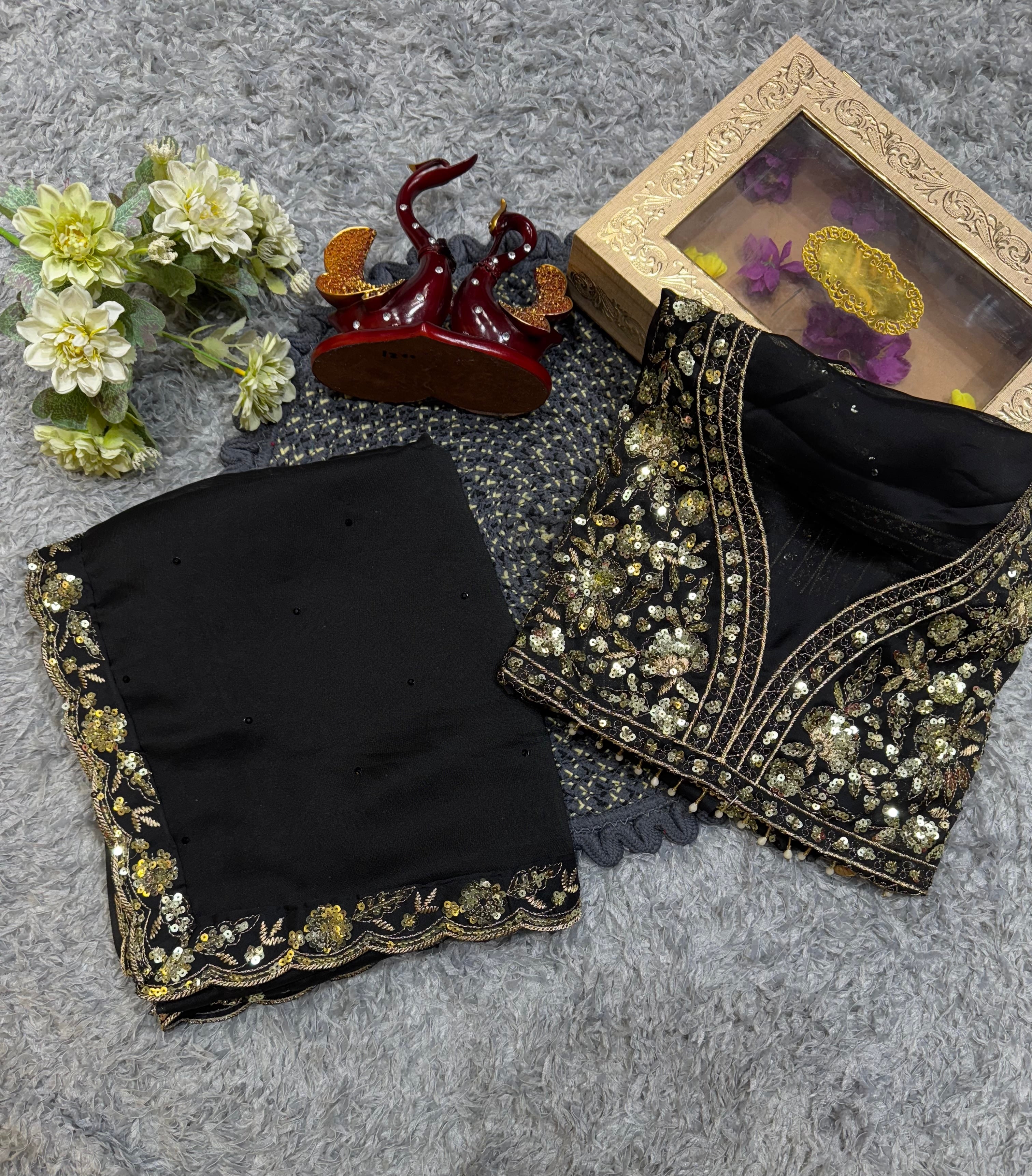 Premium Sequin Soft Rangoli Silk Saree