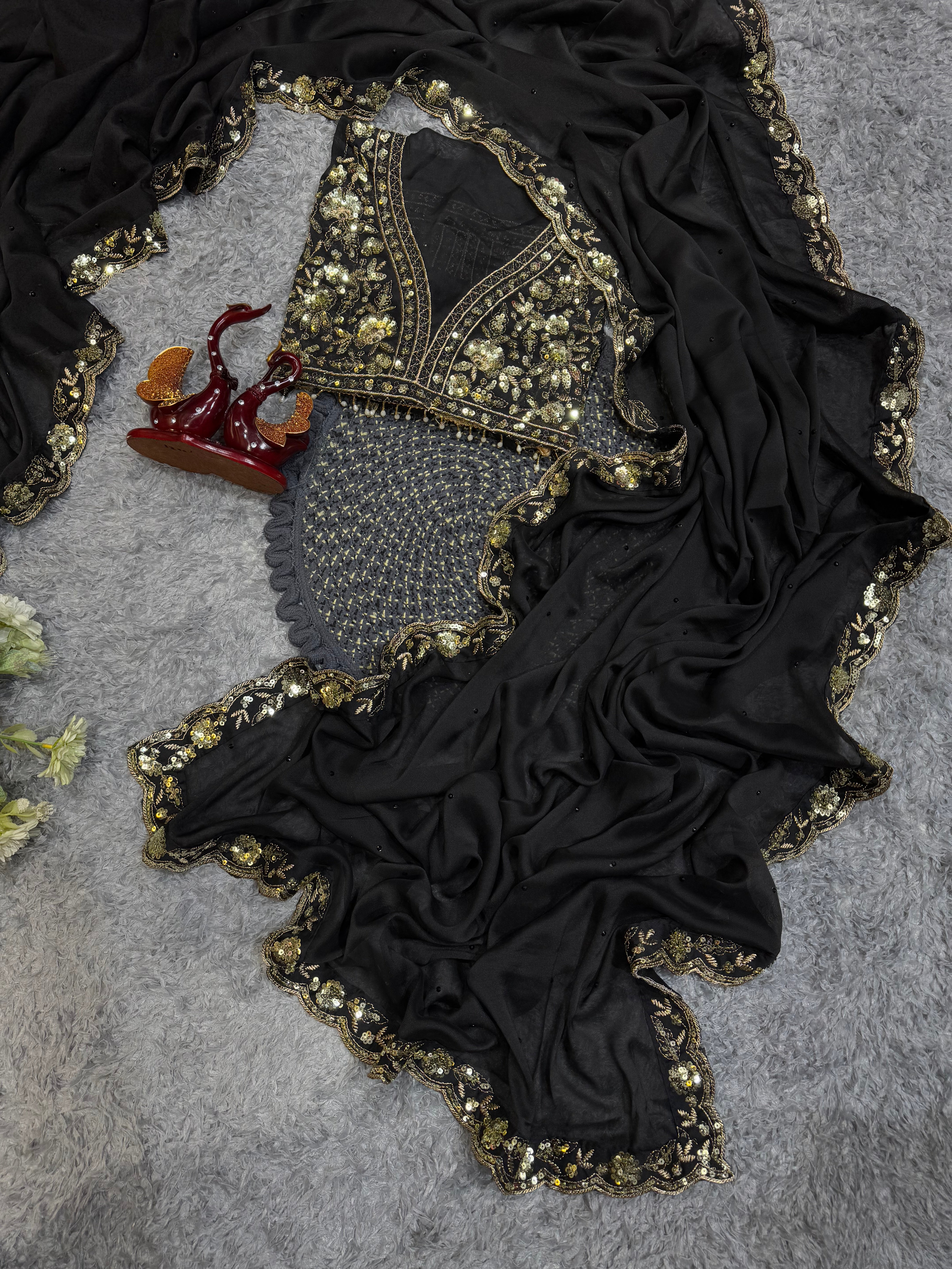 Premium Sequin Soft Rangoli Silk Saree