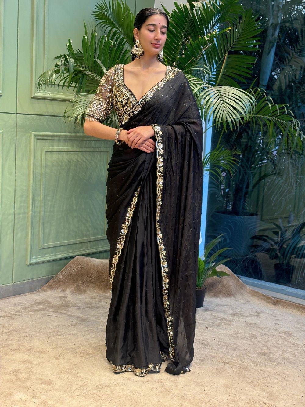 Premium Sequin Soft Rangoli Silk Saree