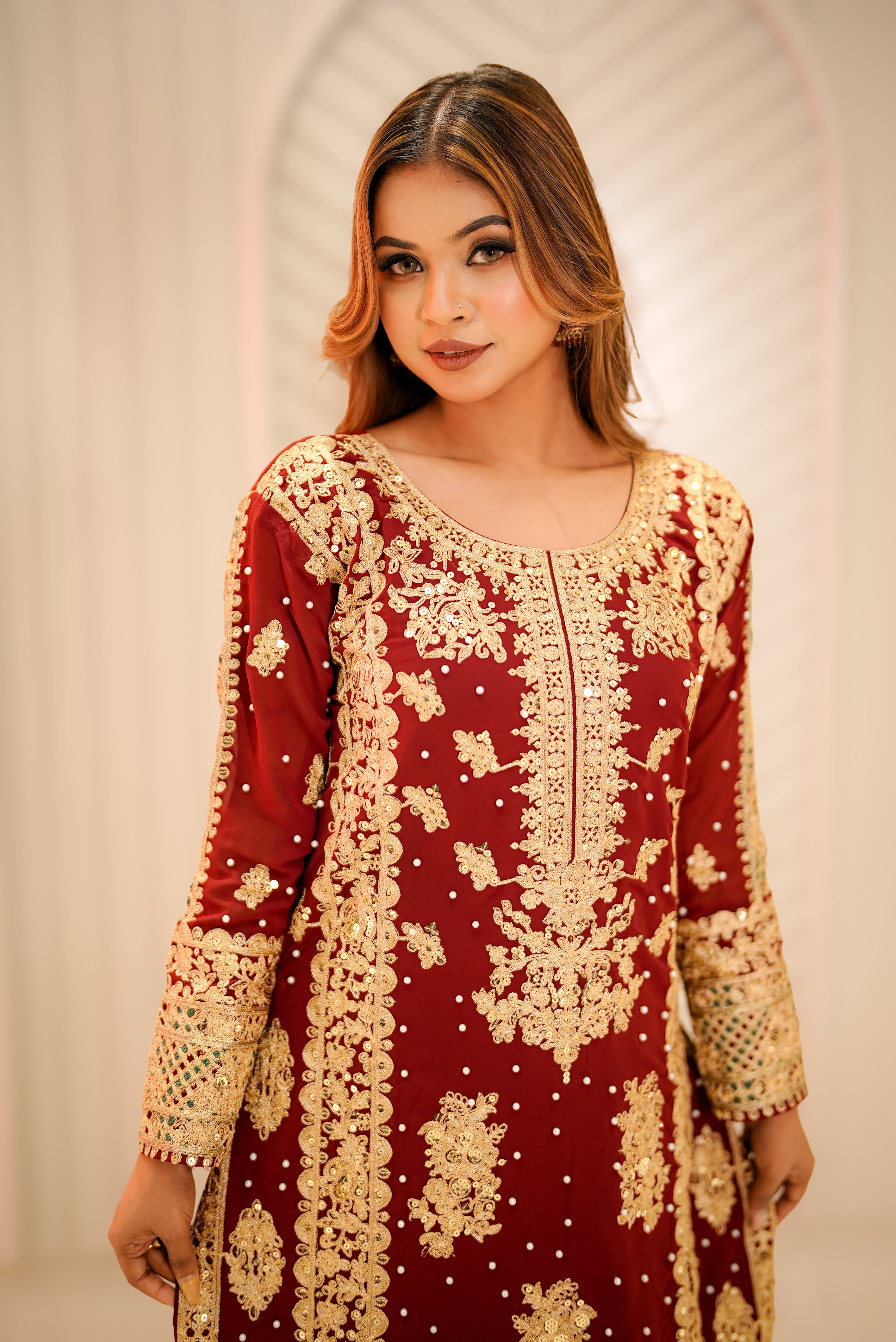 Faux Georgette Kurta Palazzo with Dupatta set