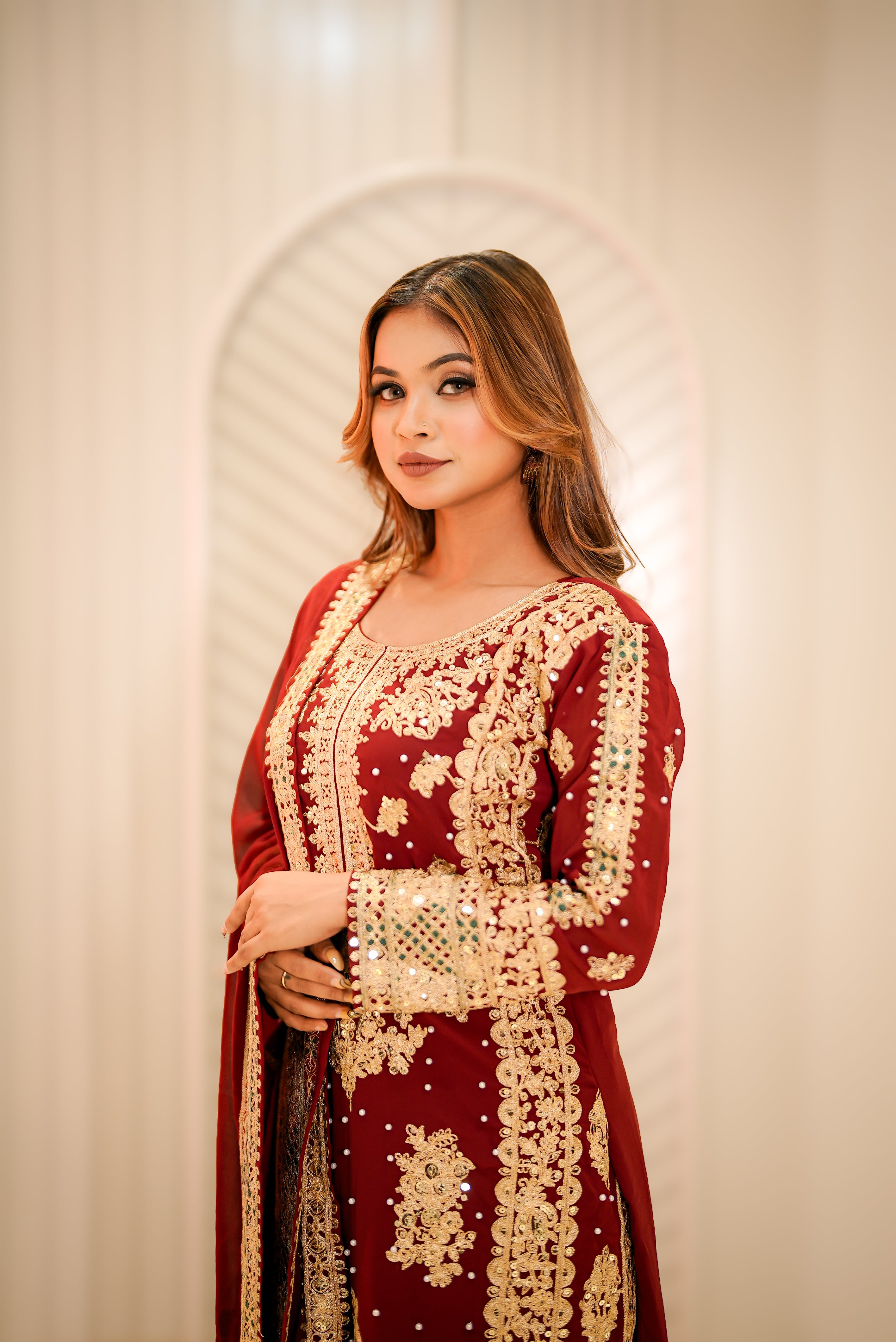 Faux Georgette Kurta Palazzo with Dupatta set