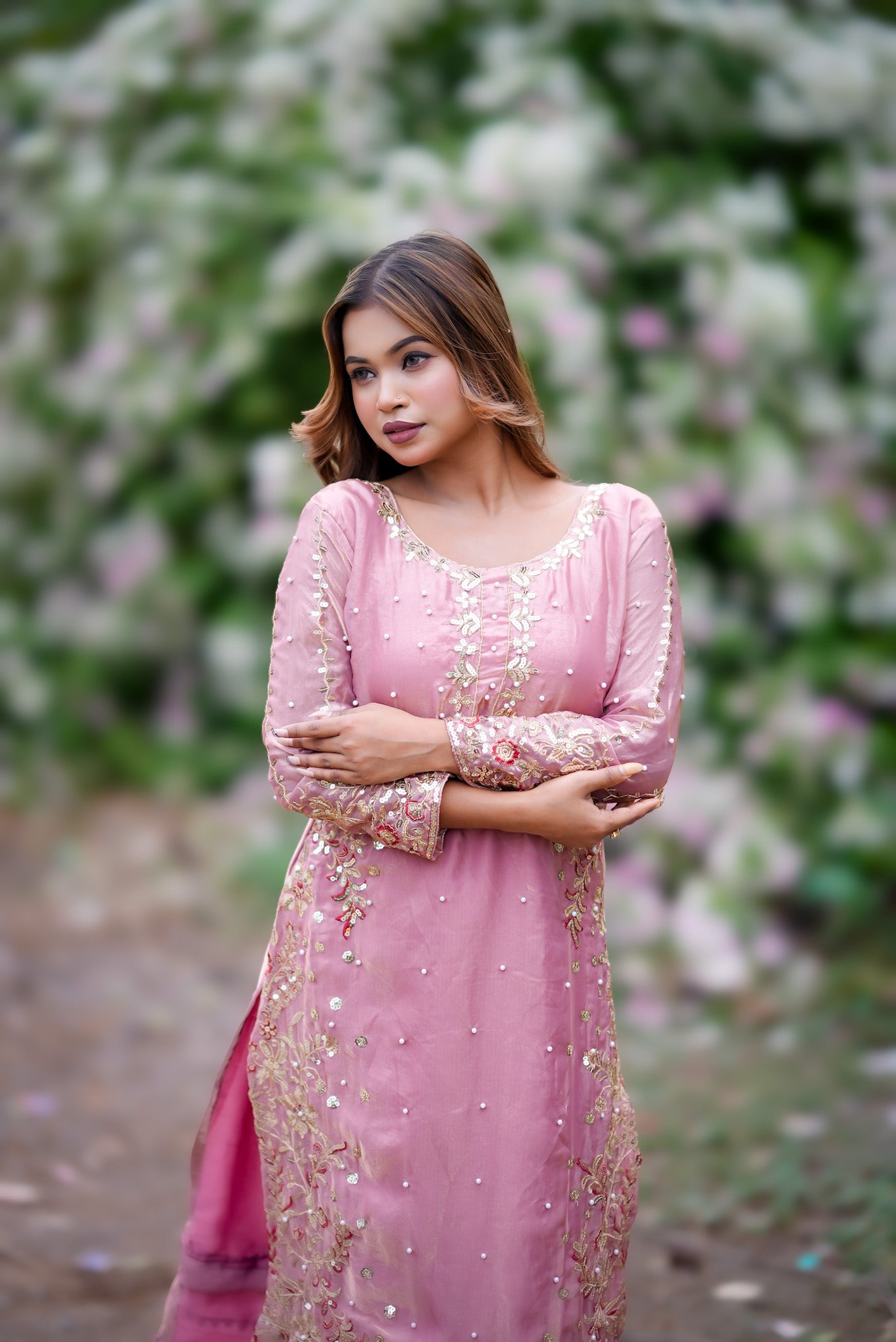 Beautiful Embroidery silk kurta palazzo sset