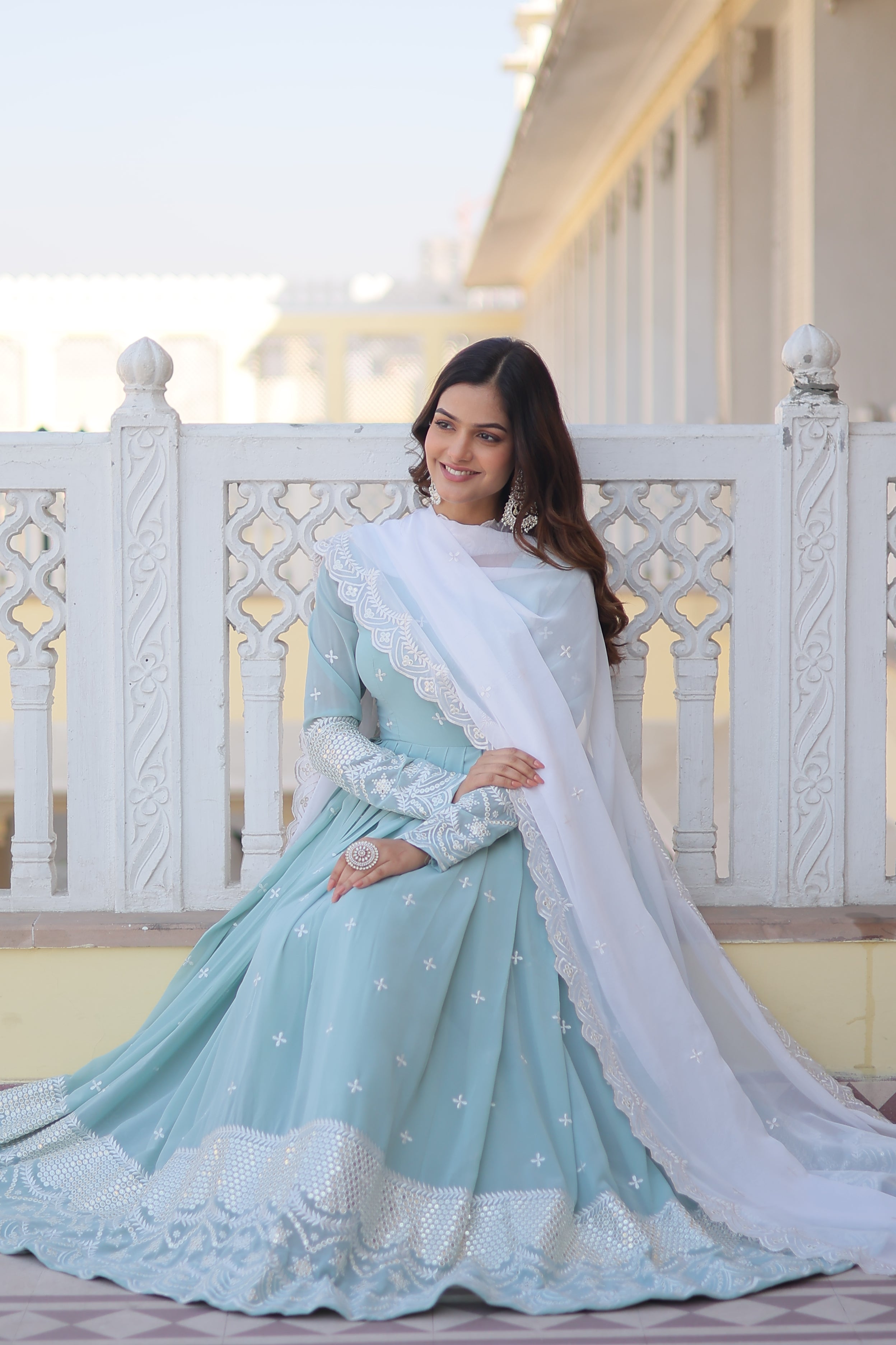 BEAUTIFUL DESIGNER SEQUIN EMBROIDERED GOWN