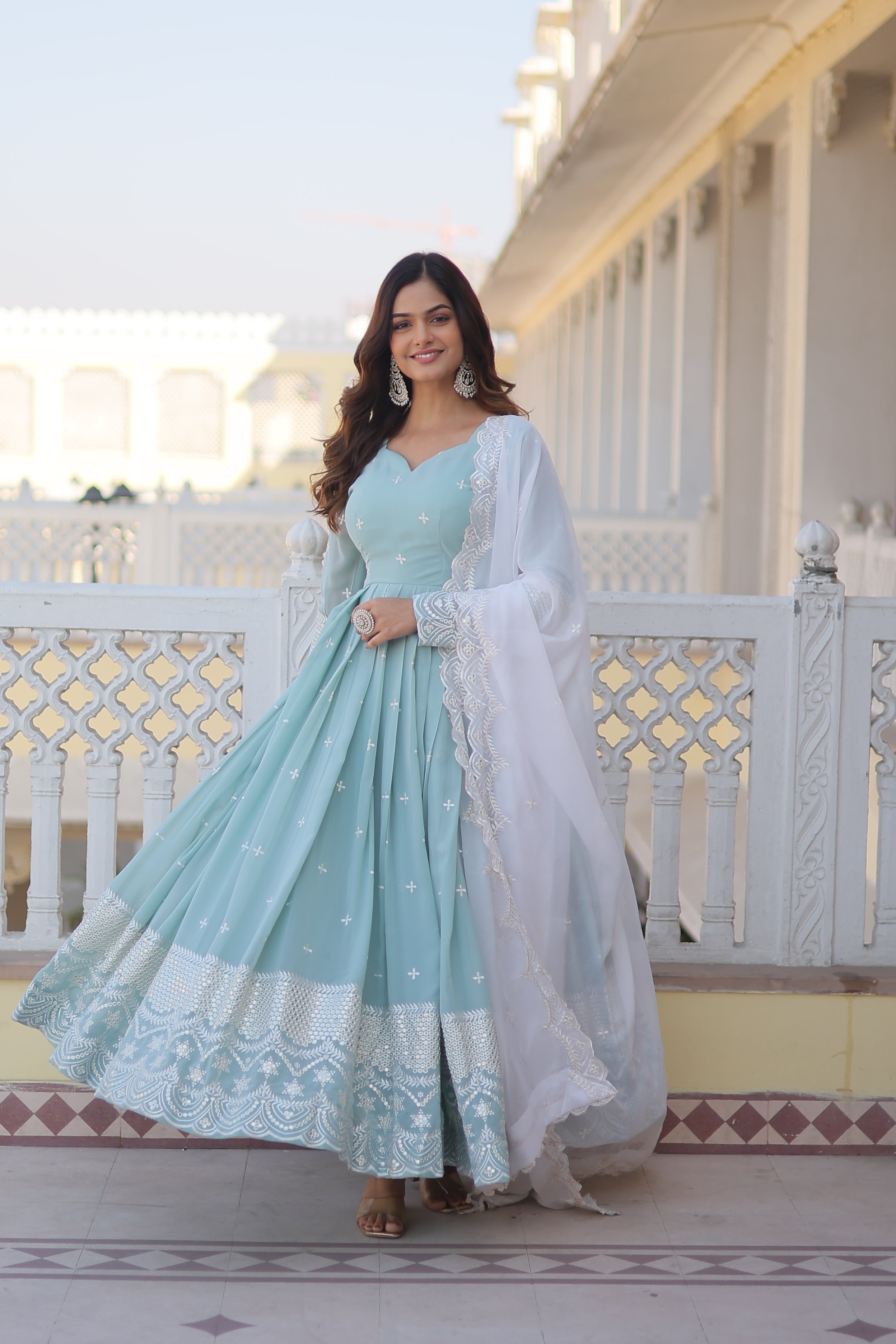 BEAUTIFUL DESIGNER SEQUIN EMBROIDERED GOWN