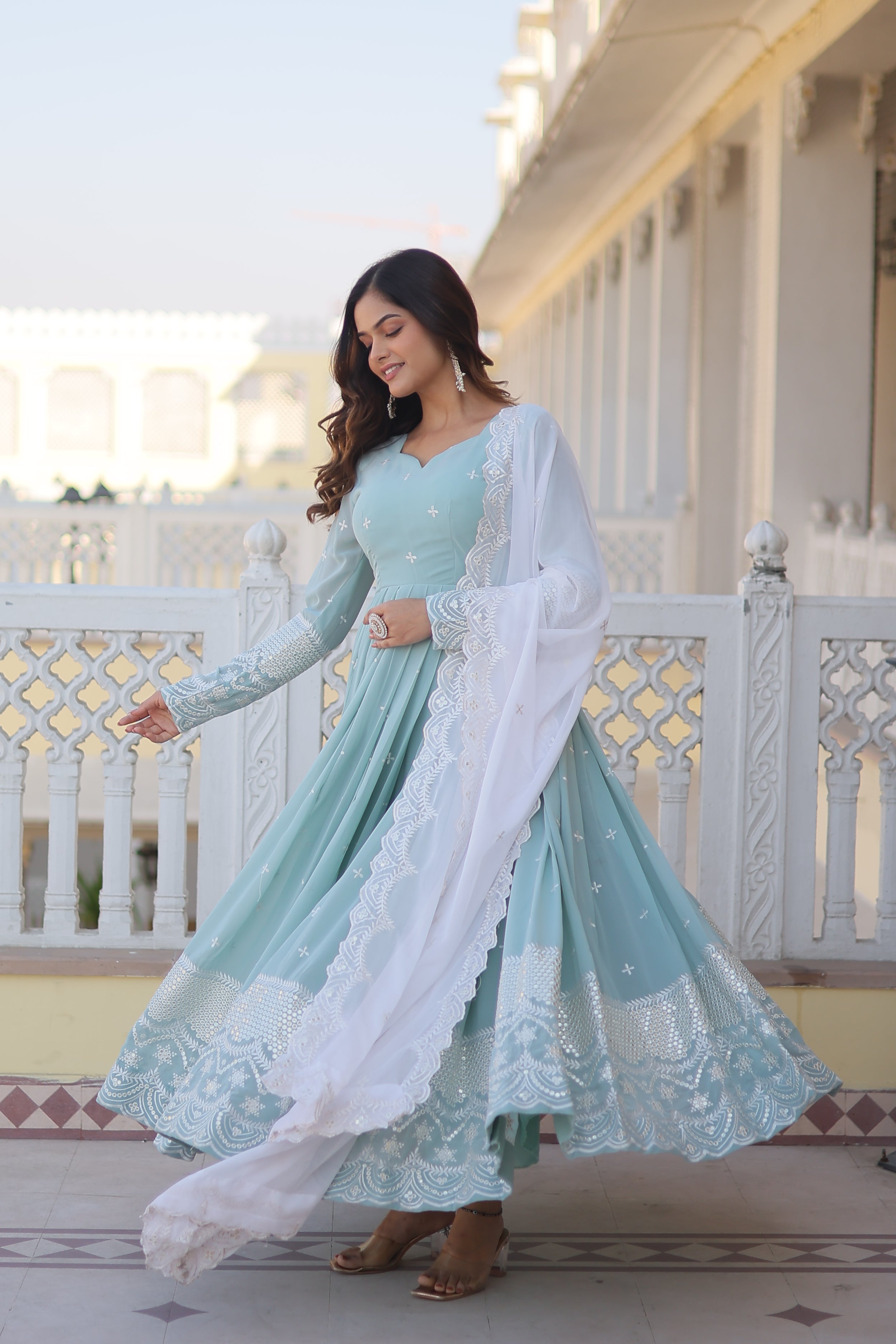 BEAUTIFUL DESIGNER SEQUIN EMBROIDERED GOWN