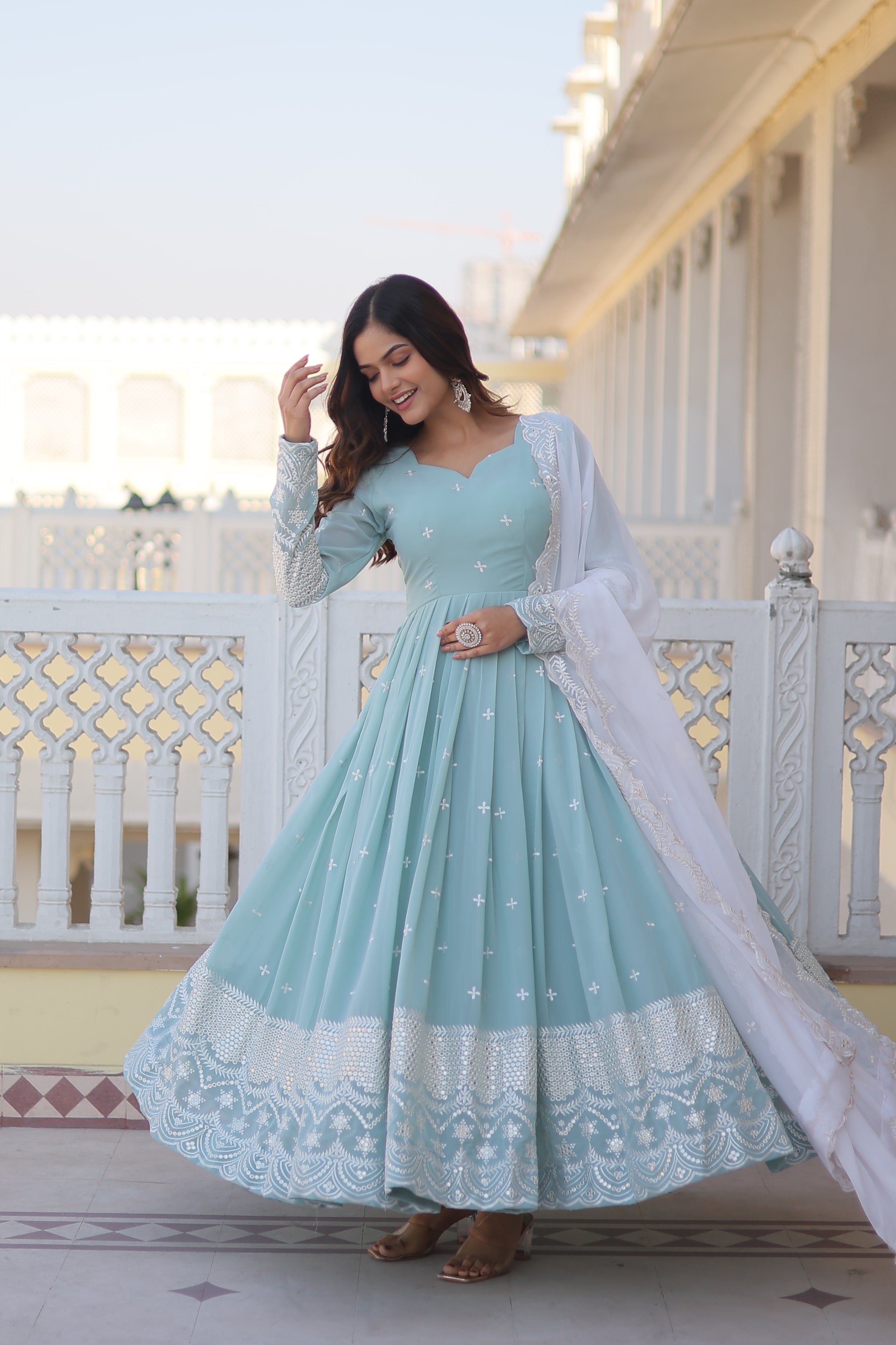 BEAUTIFUL DESIGNER SEQUIN EMBROIDERED GOWN