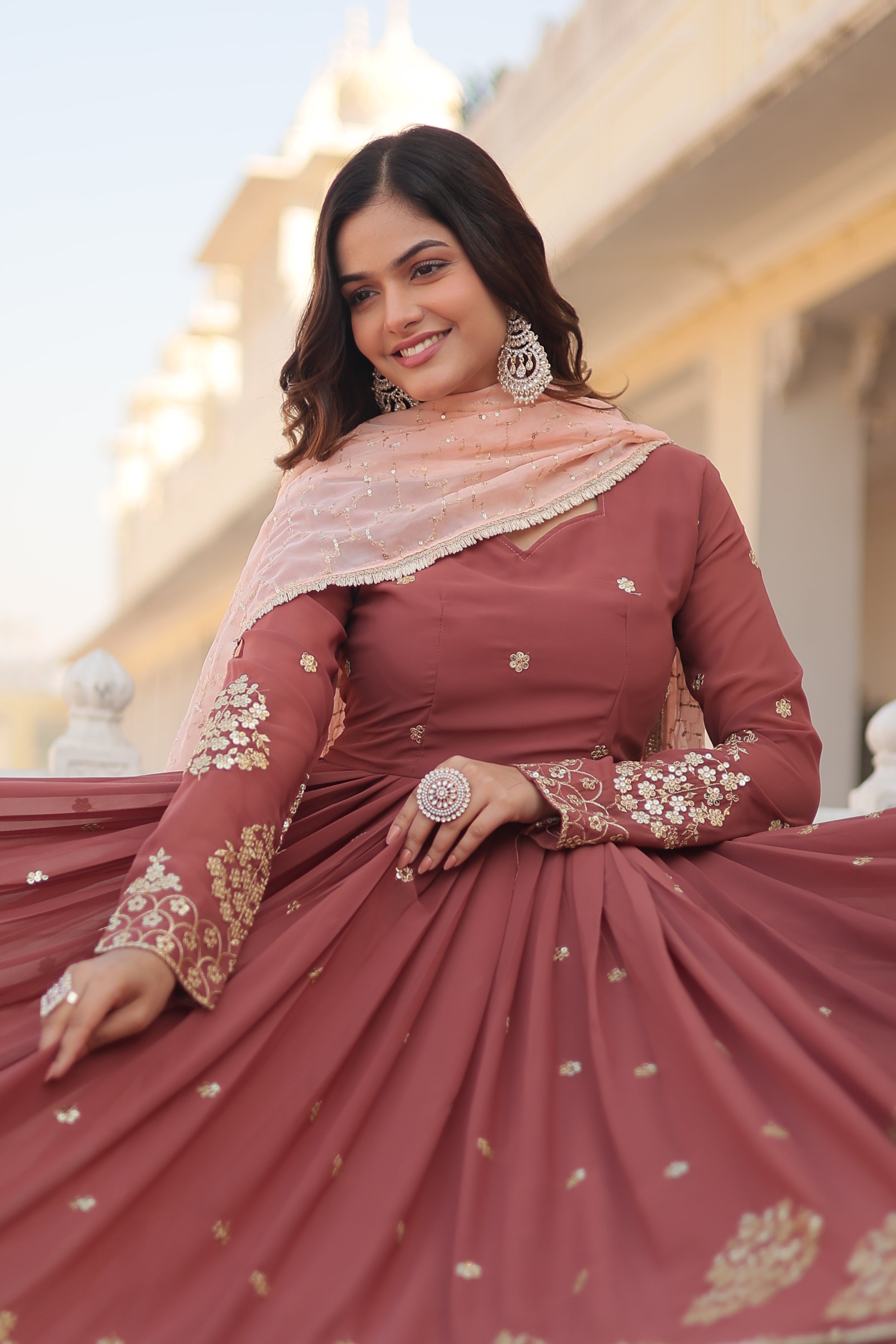 Premium Designer Zari Thread Gown