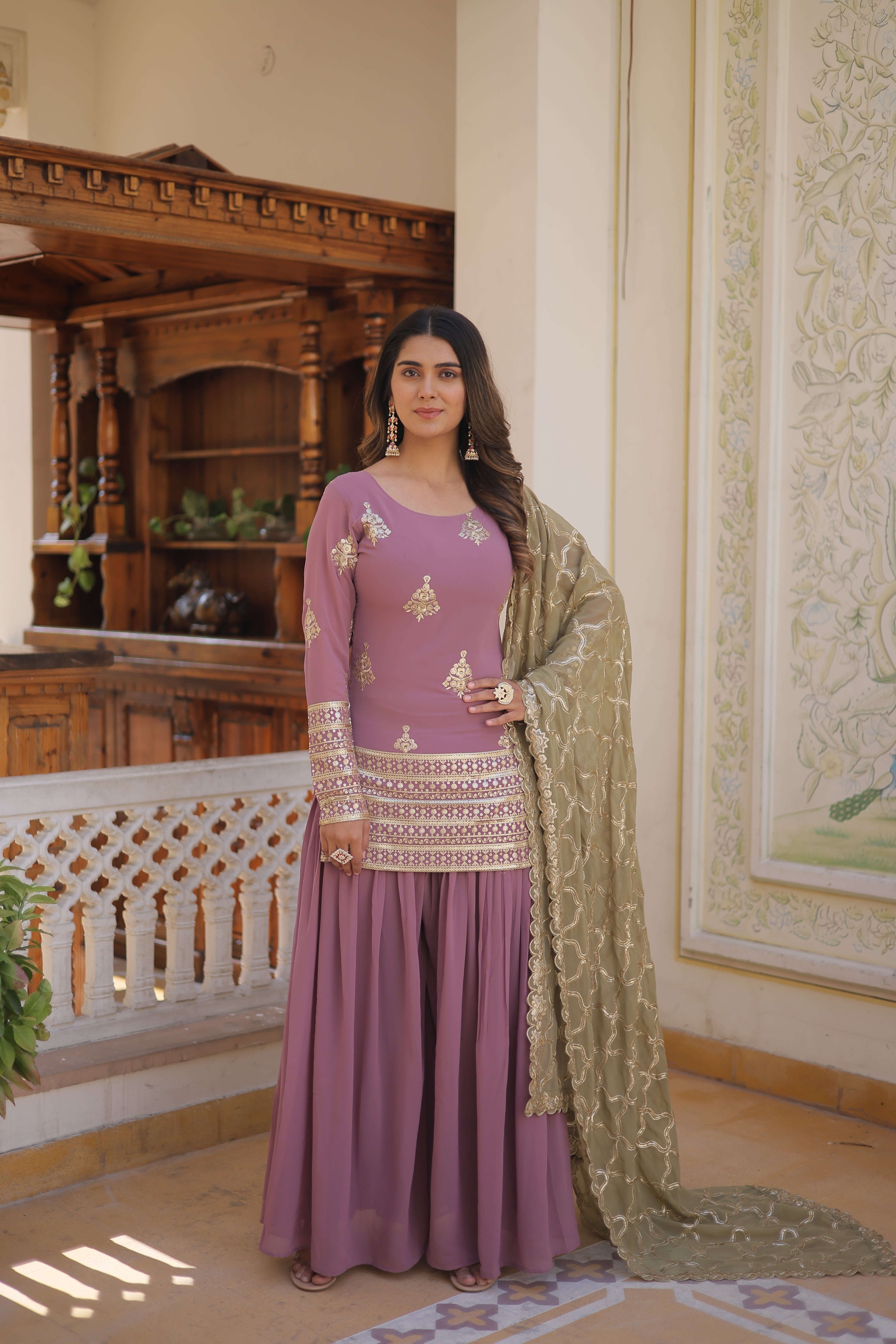 Beautiful Designer Kurti Plazo Dupatta Sets
