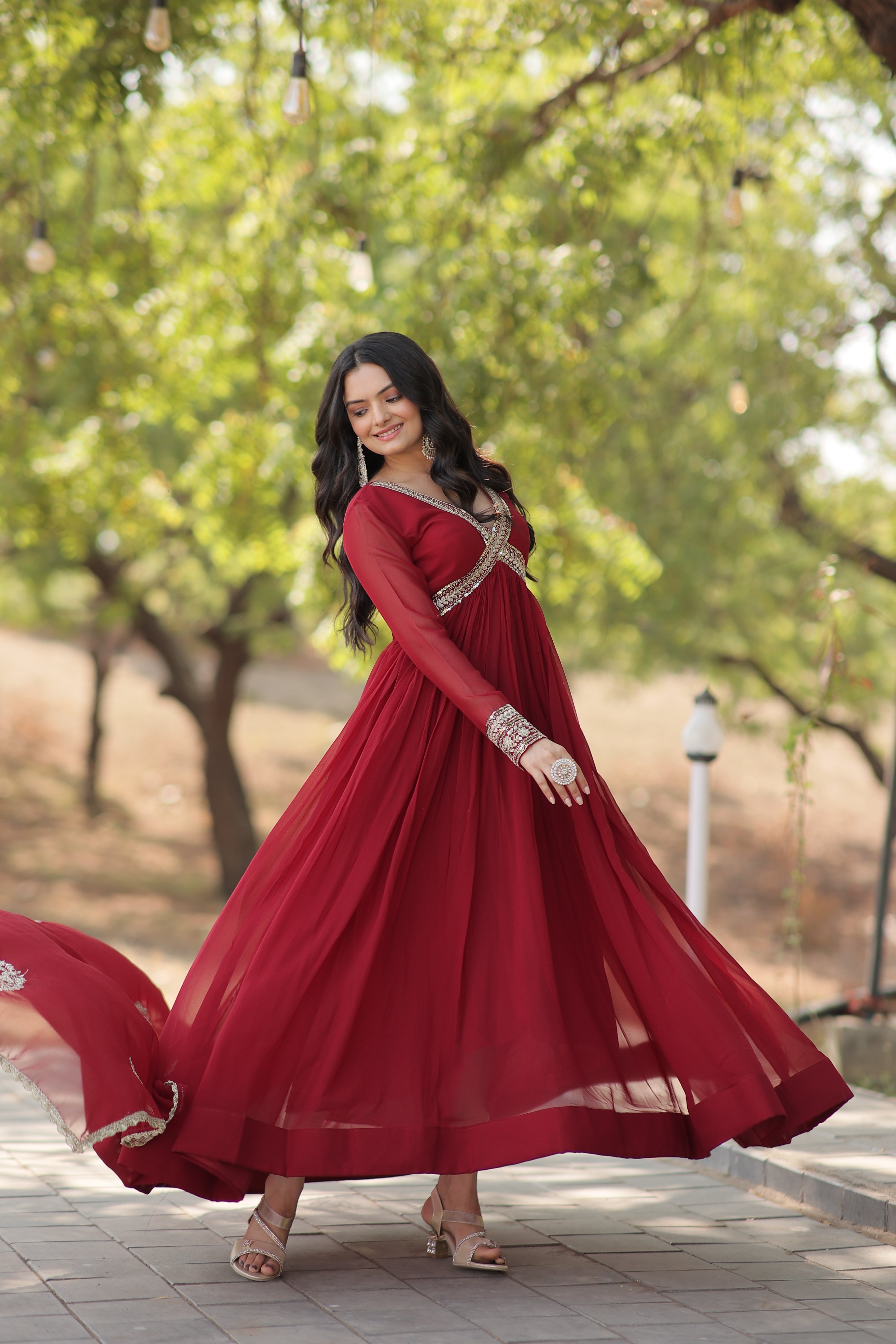 Premium Alia Cut Gown With Dupatta Set