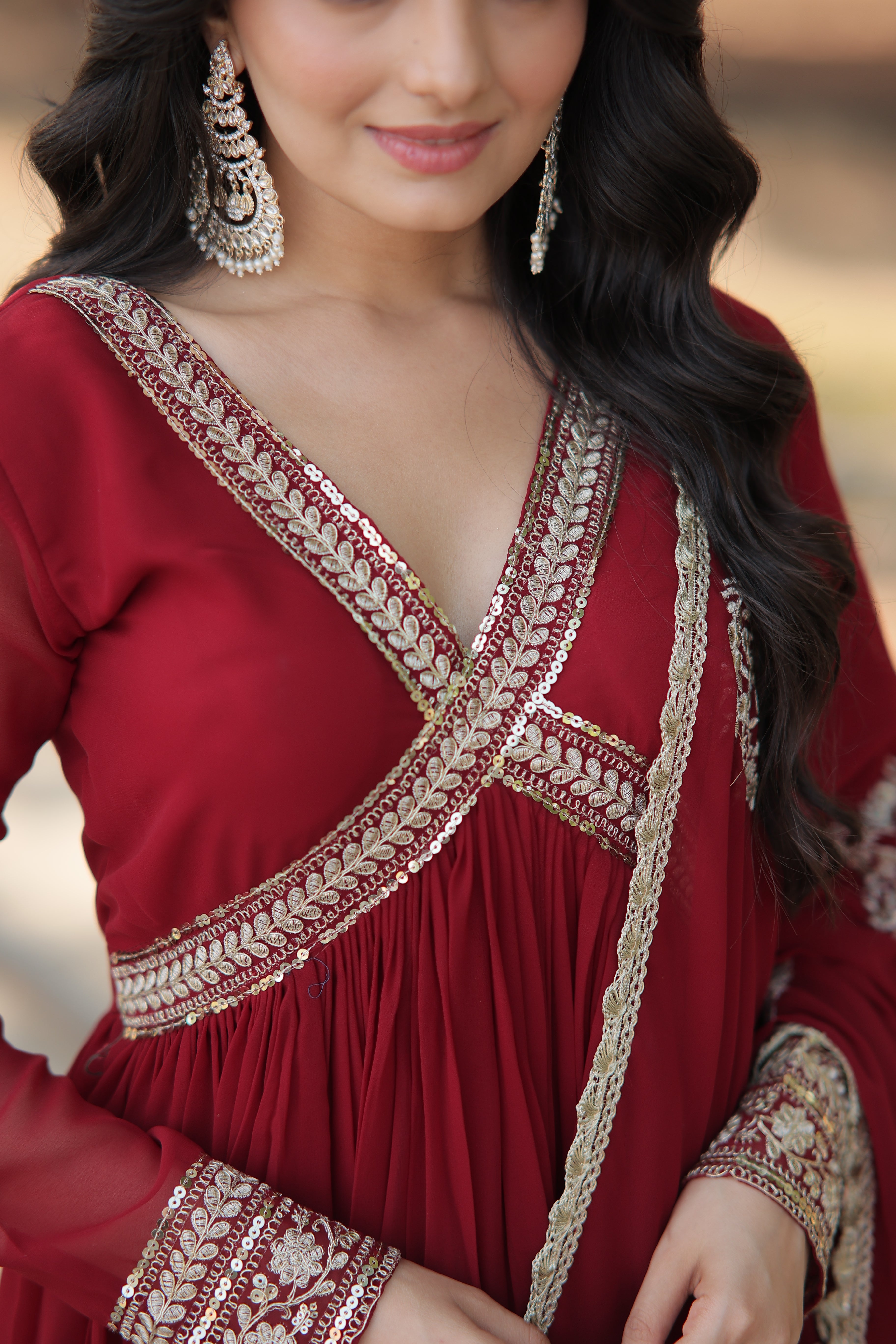 Premium Alia Cut Gown With Dupatta Set