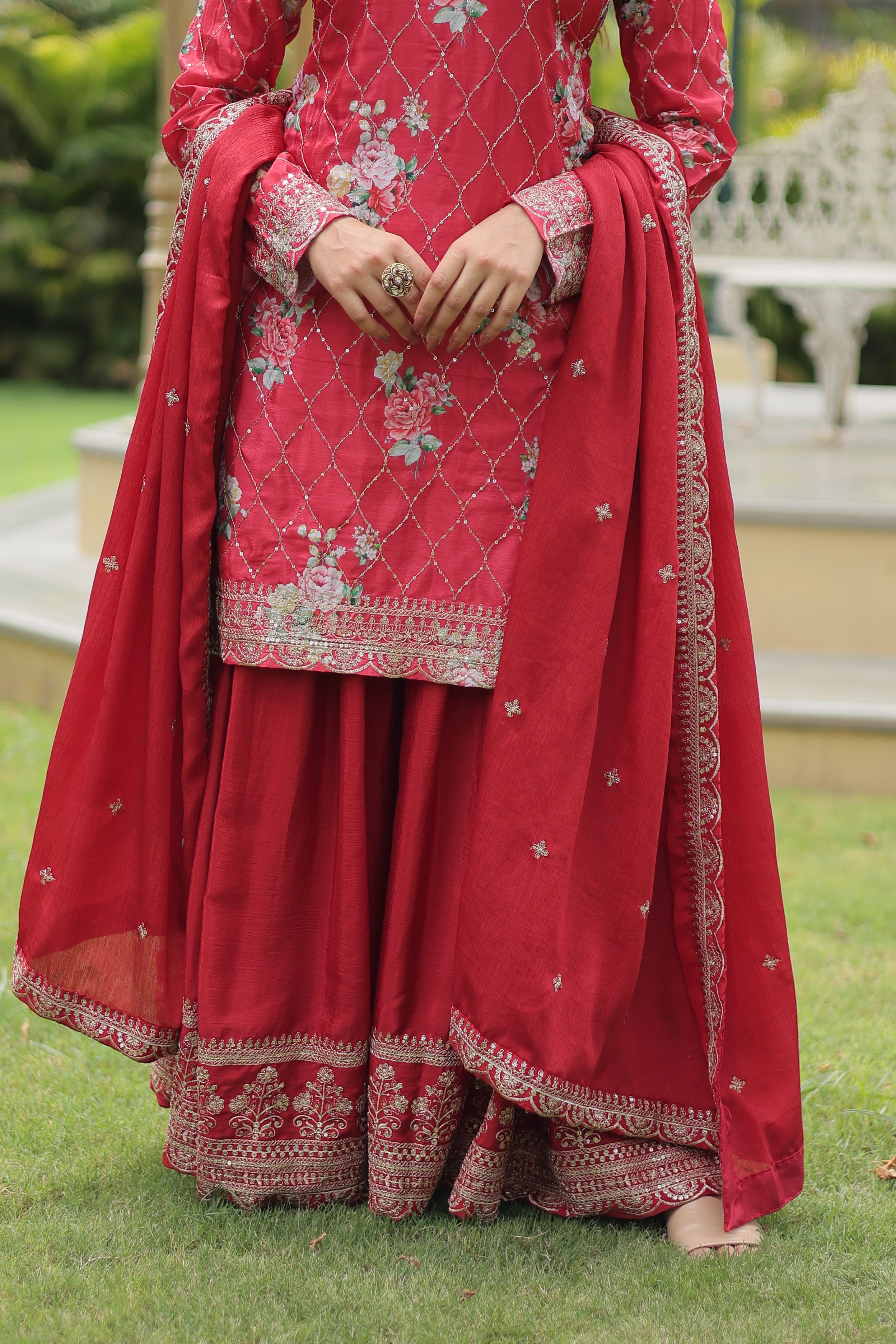 DESIGNER READYMADE KURTI PLAZO DUPATTA SET