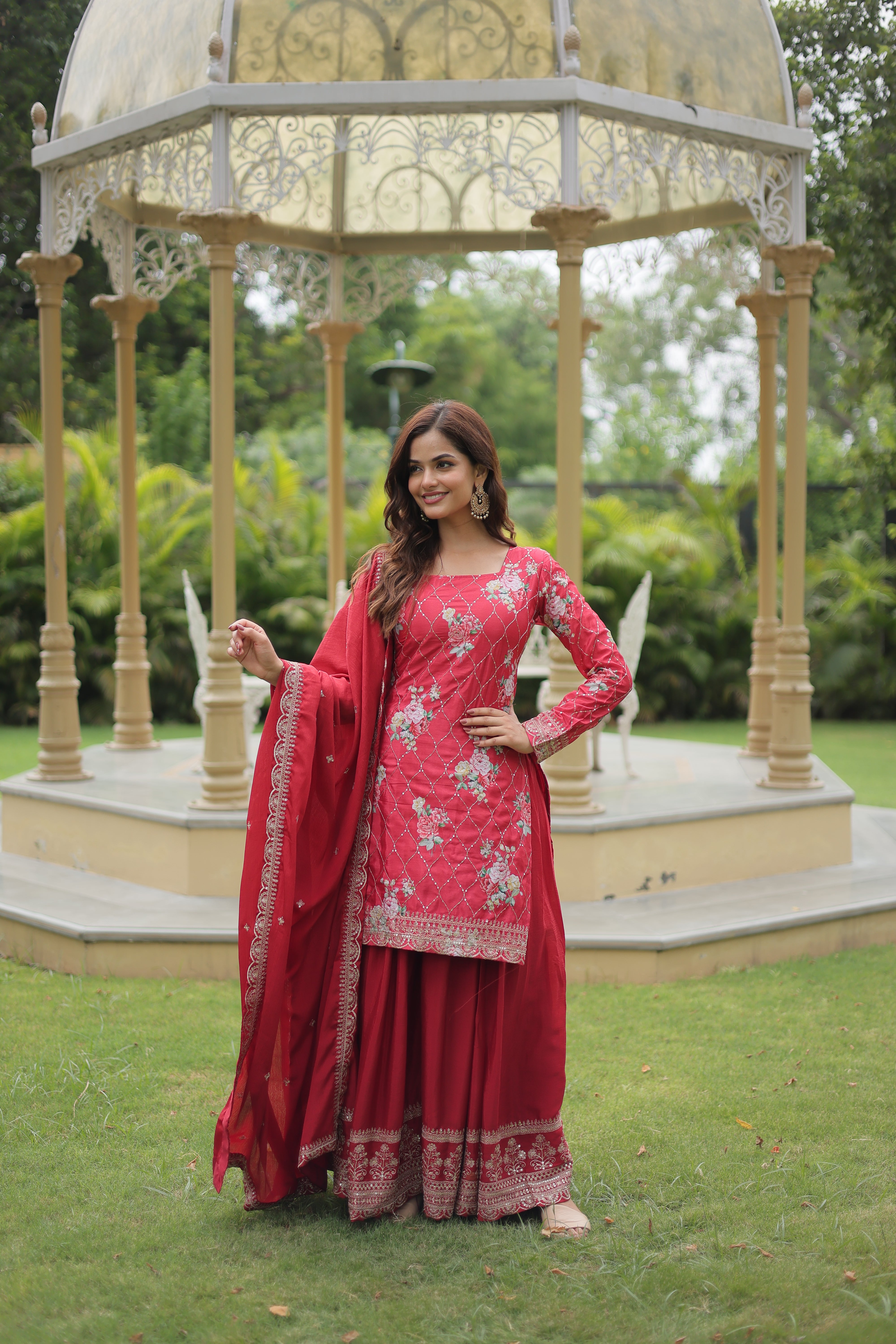 DESIGNER READYMADE KURTI PLAZO DUPATTA SET