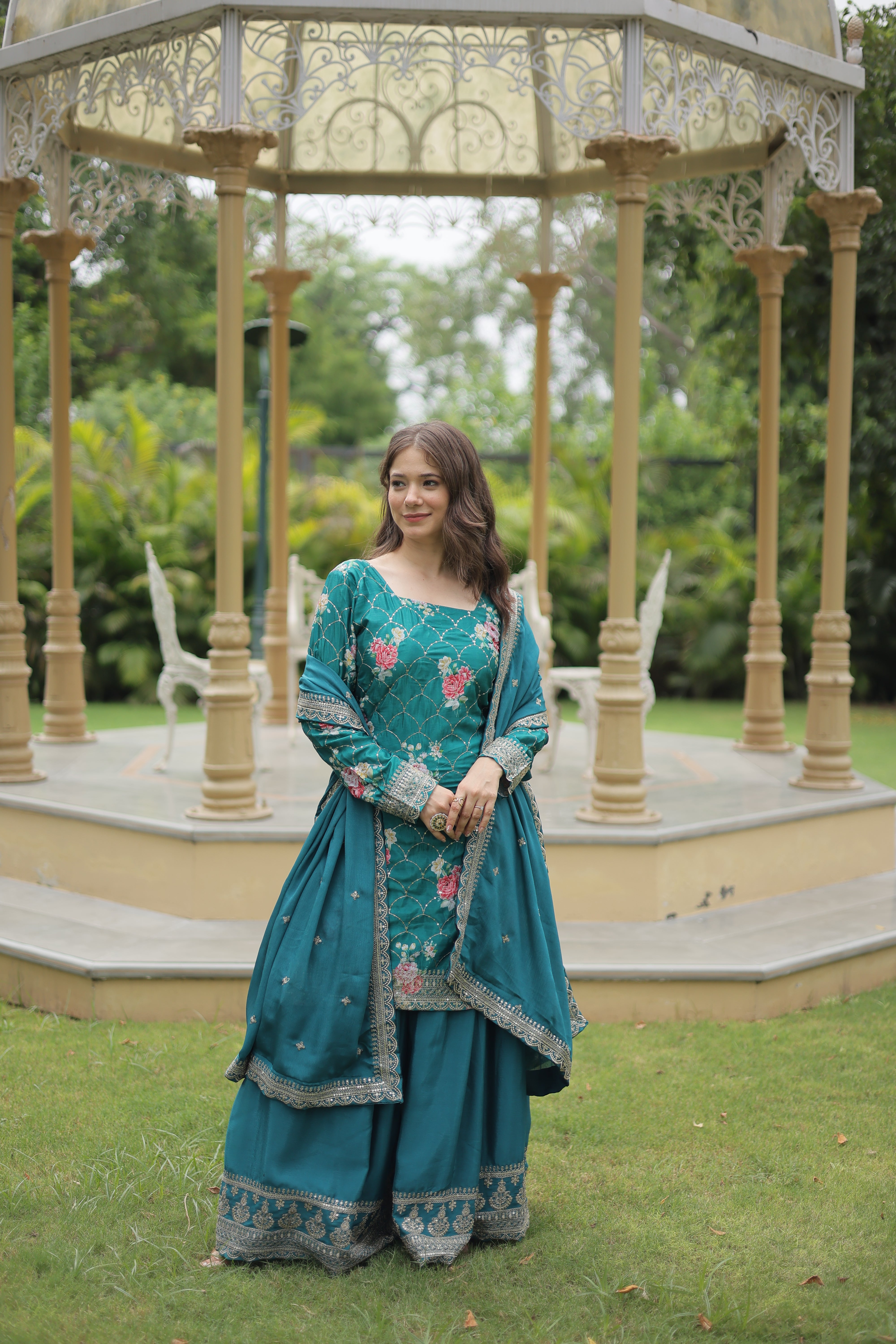 DESIGNER READYMADE KURTI PLAZO DUPATTA SET