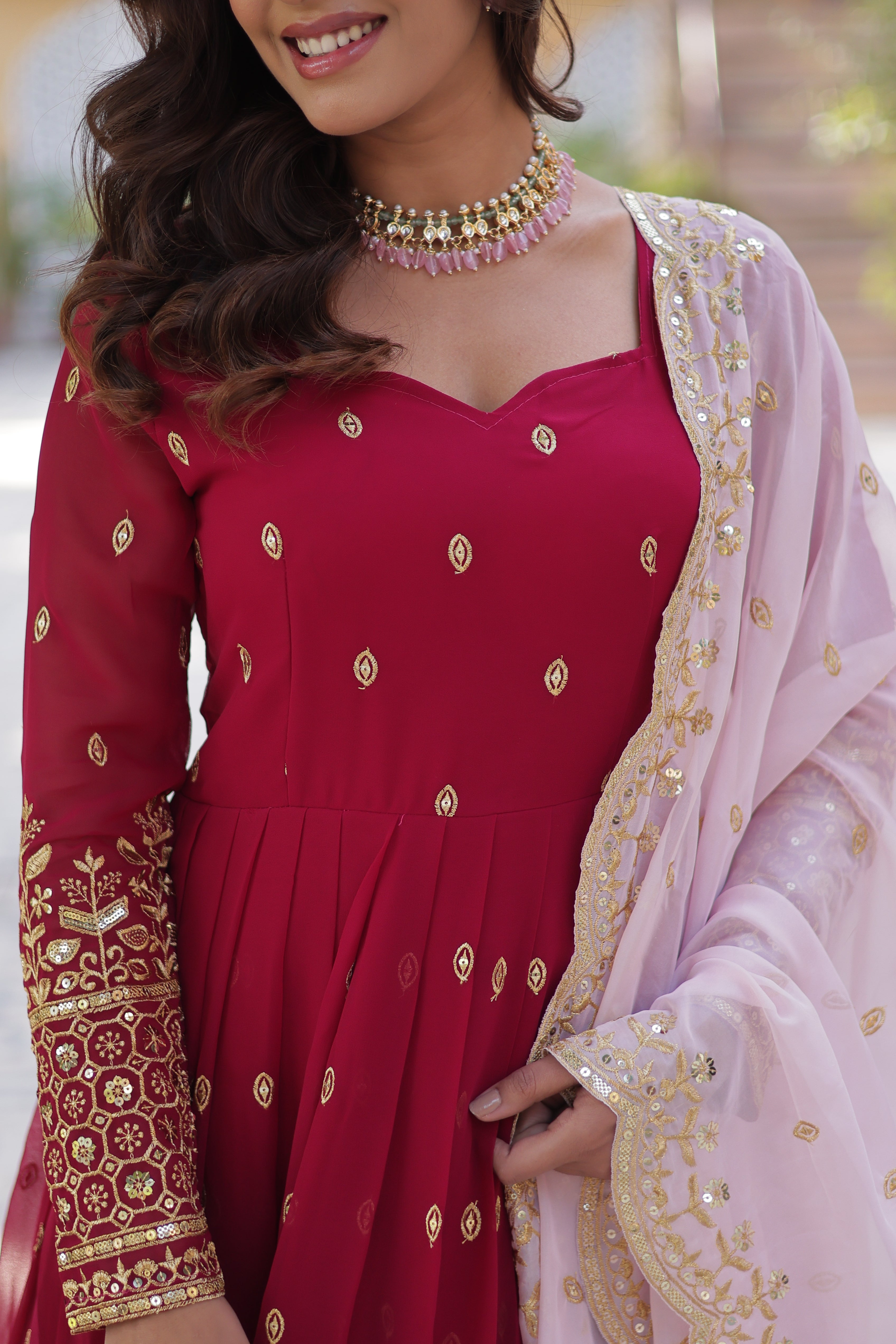 Beautiful Designer Gown With Zari & Sequin Work