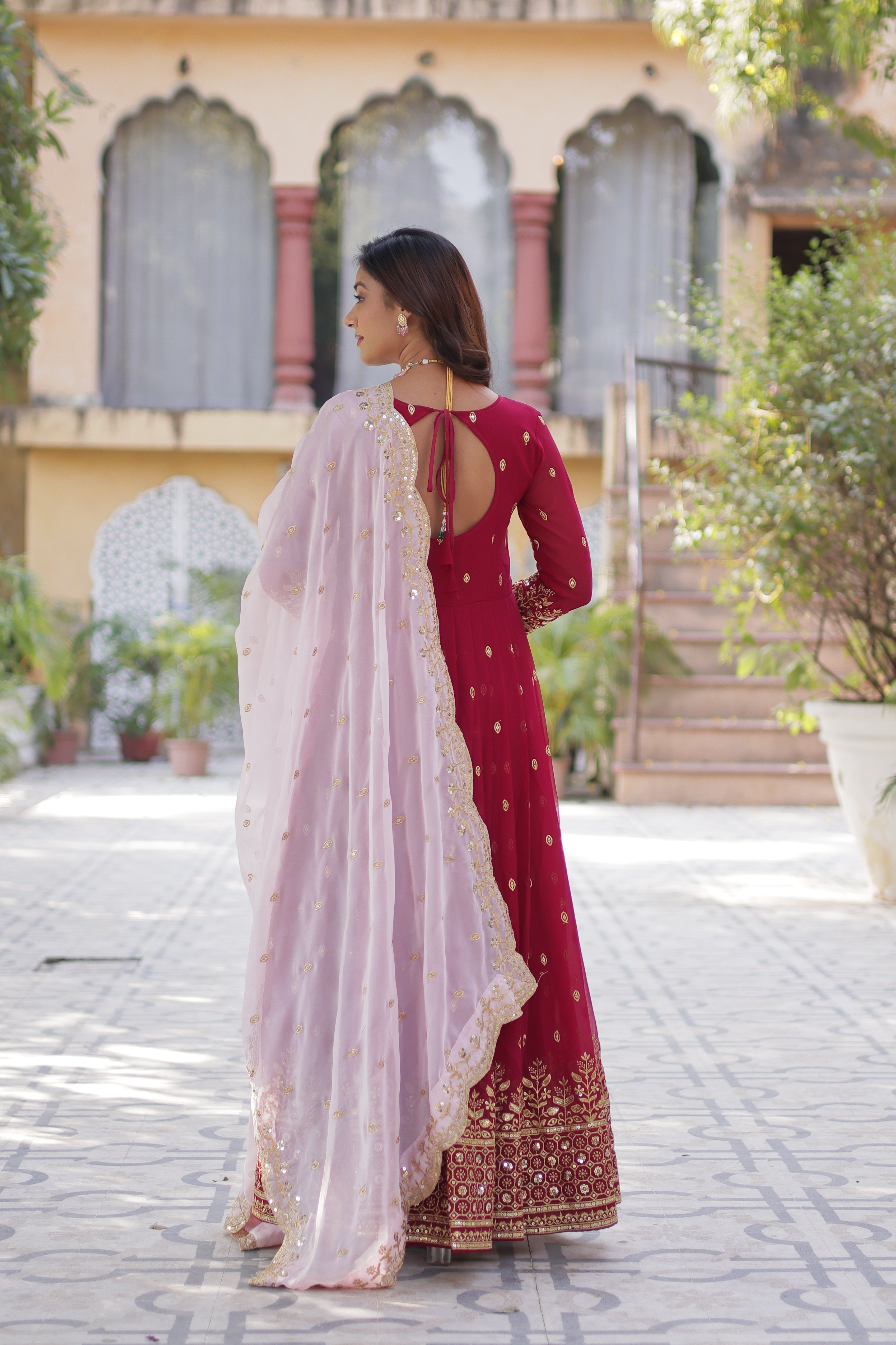 Beautiful Designer Gown With Zari & Sequin Work