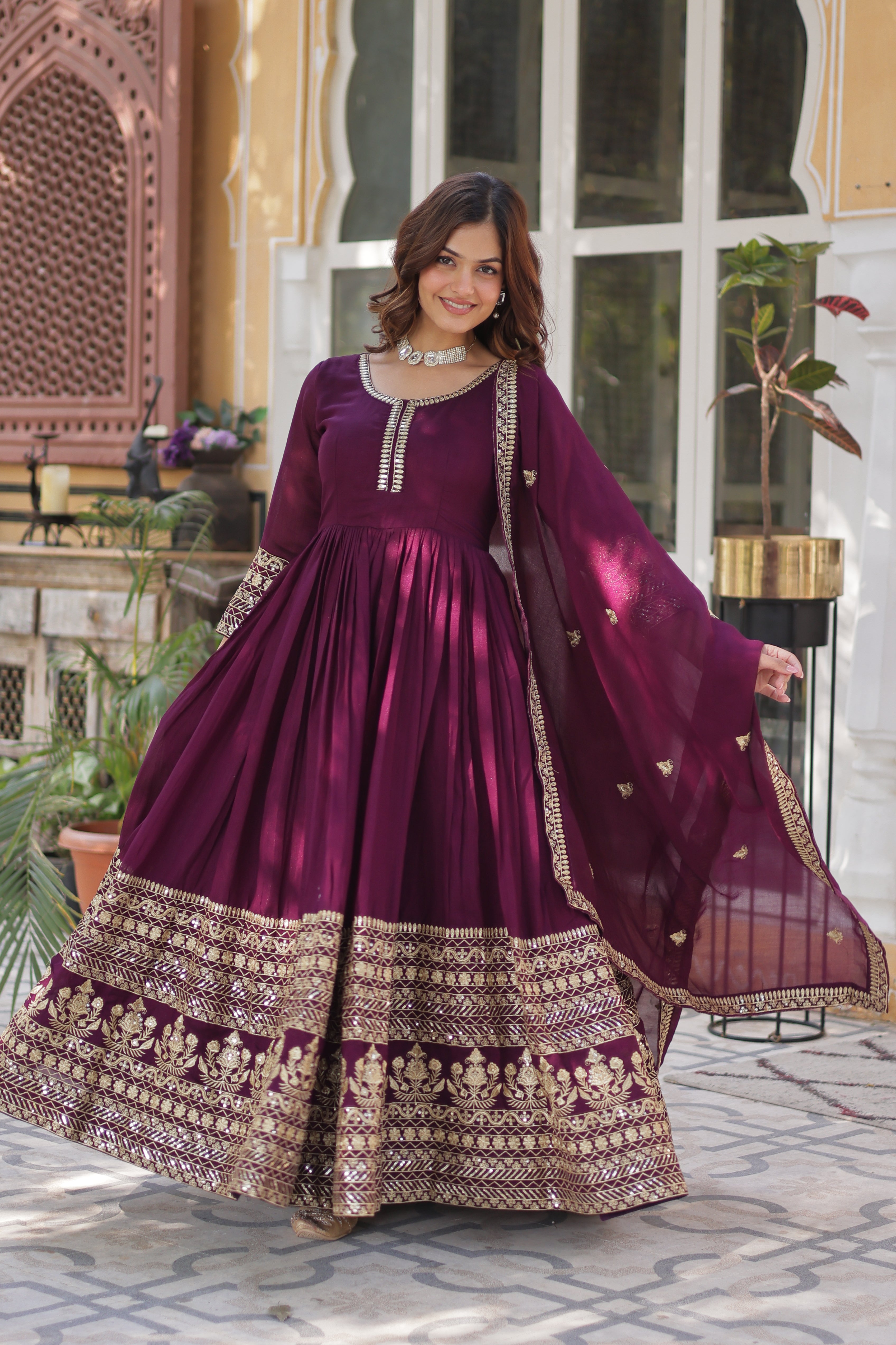 Royal Shimmer Rich Sequin Work Gown