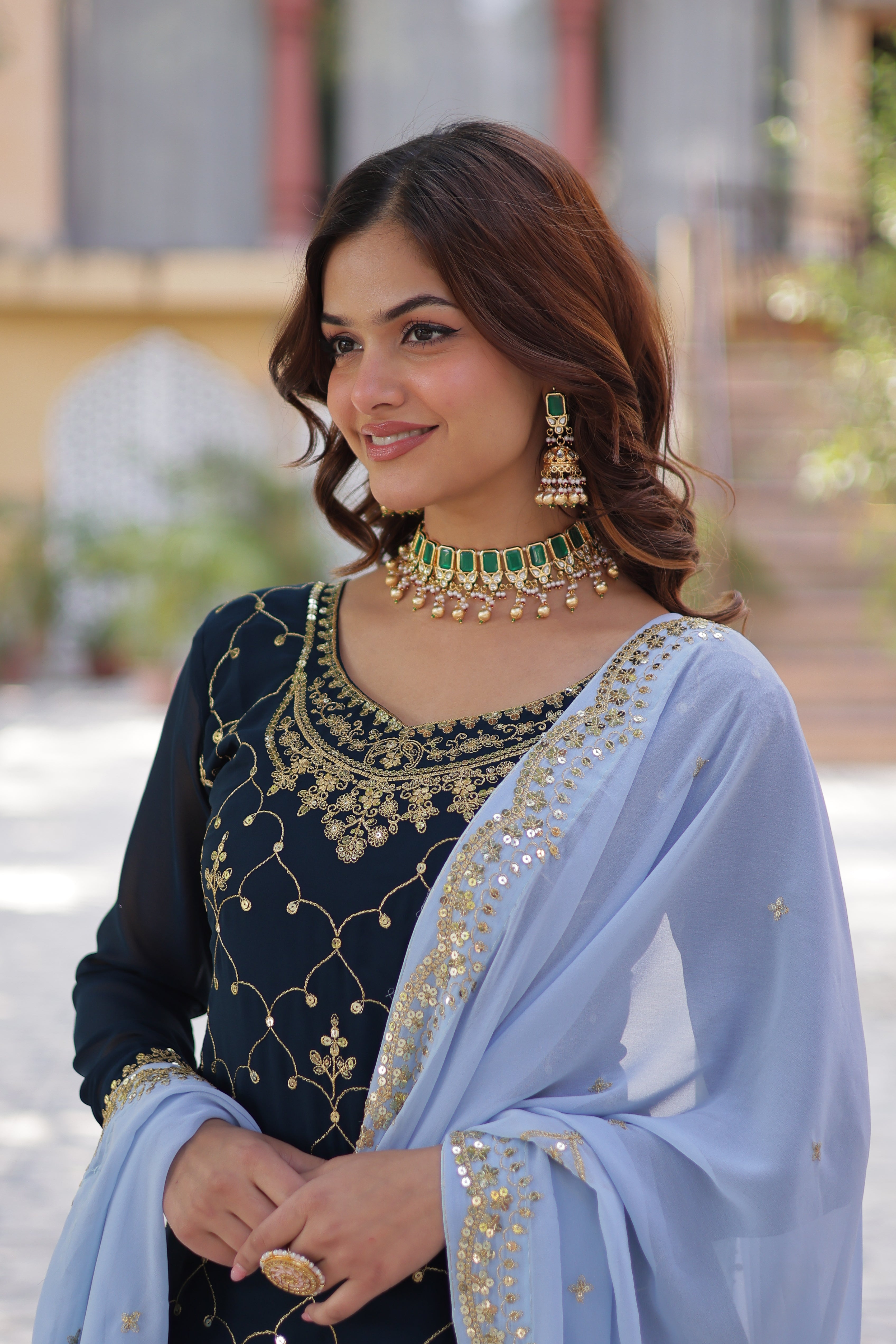Premium Designer Readymade Kurti Palazo Dupatta Set