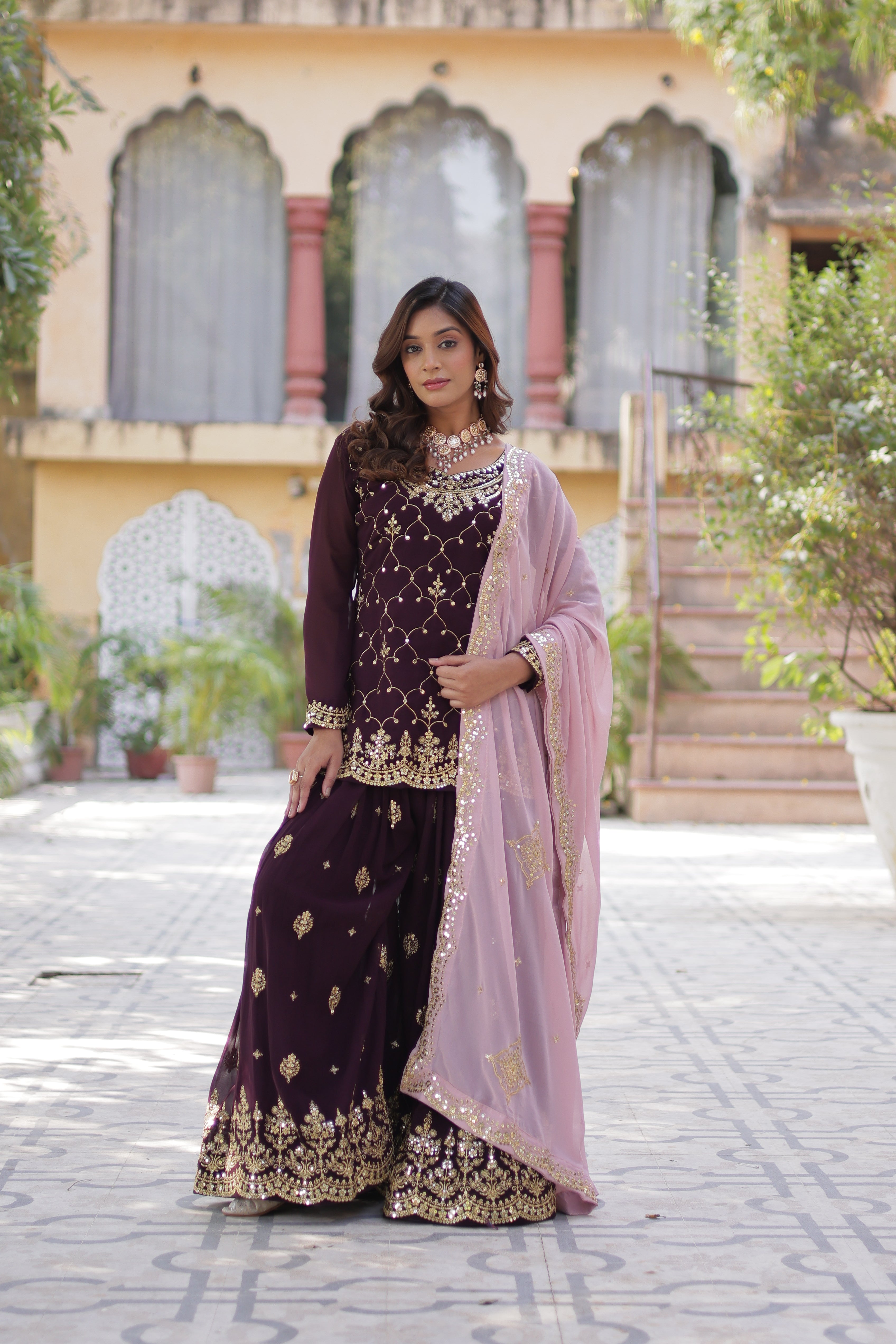 Premium Designer Readymade Kurti Palazo Dupatta Set