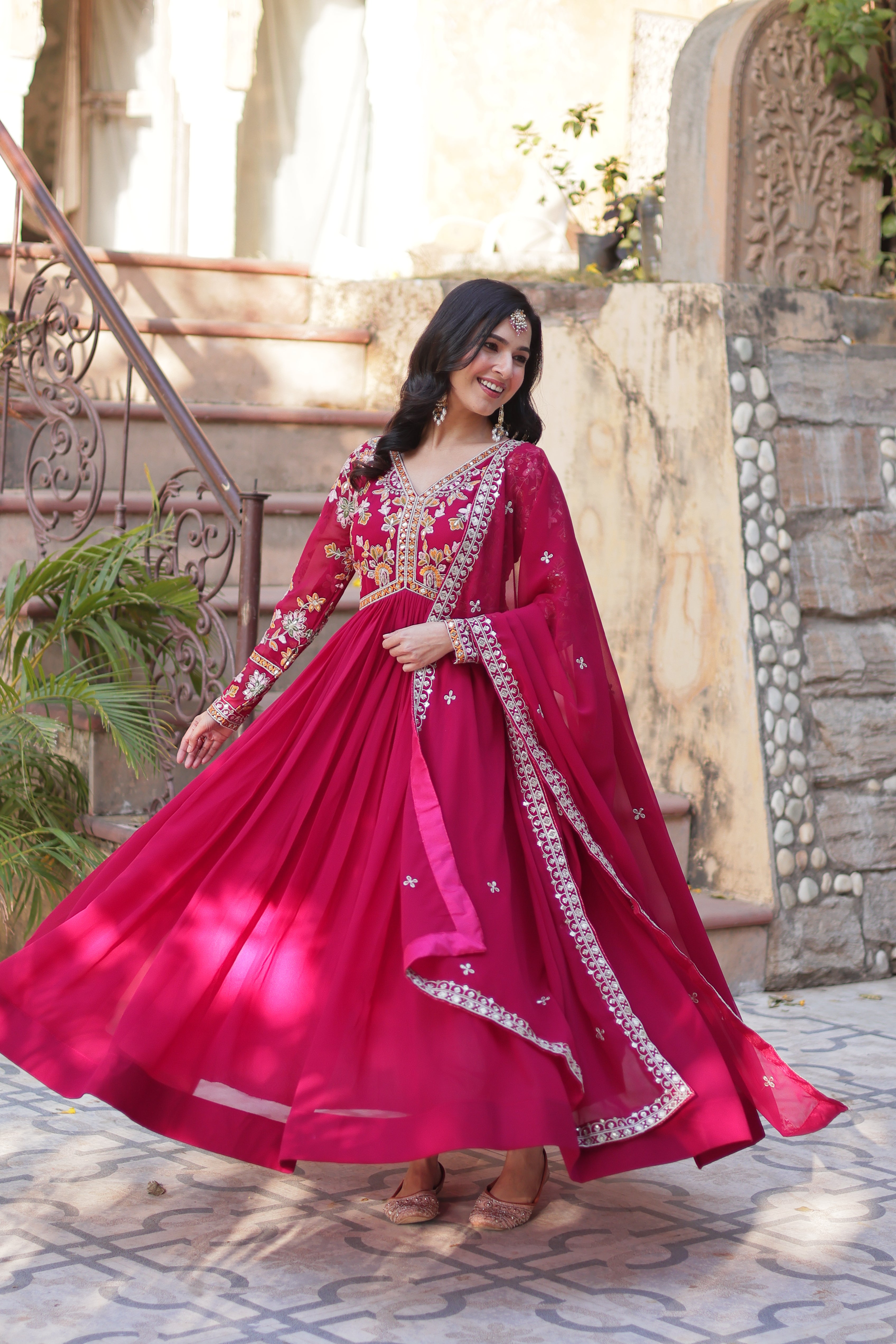 Premium Designer Readymade Flare Gown With Dupatta