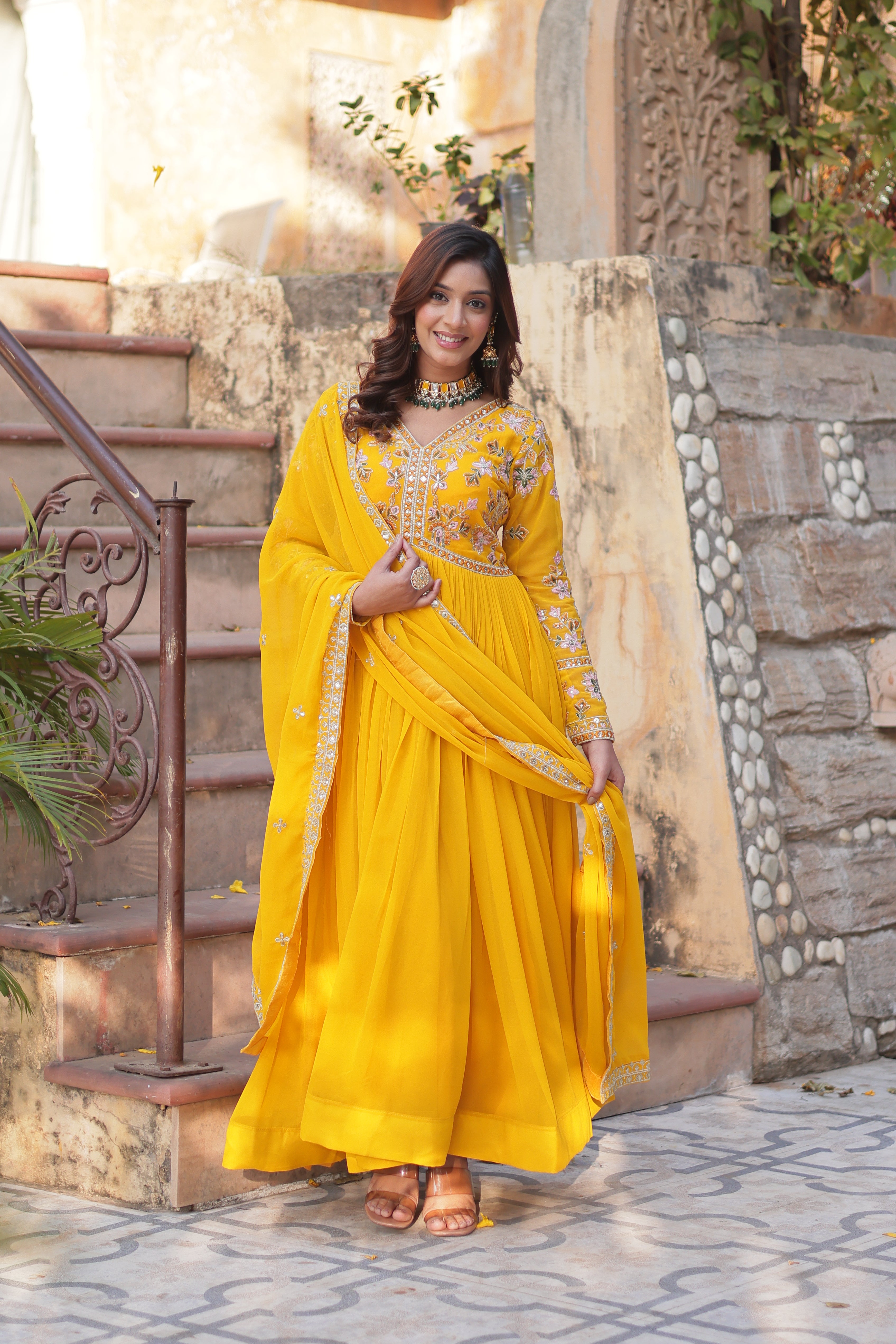 Premium Designer Readymade Flare Gown With Dupatta