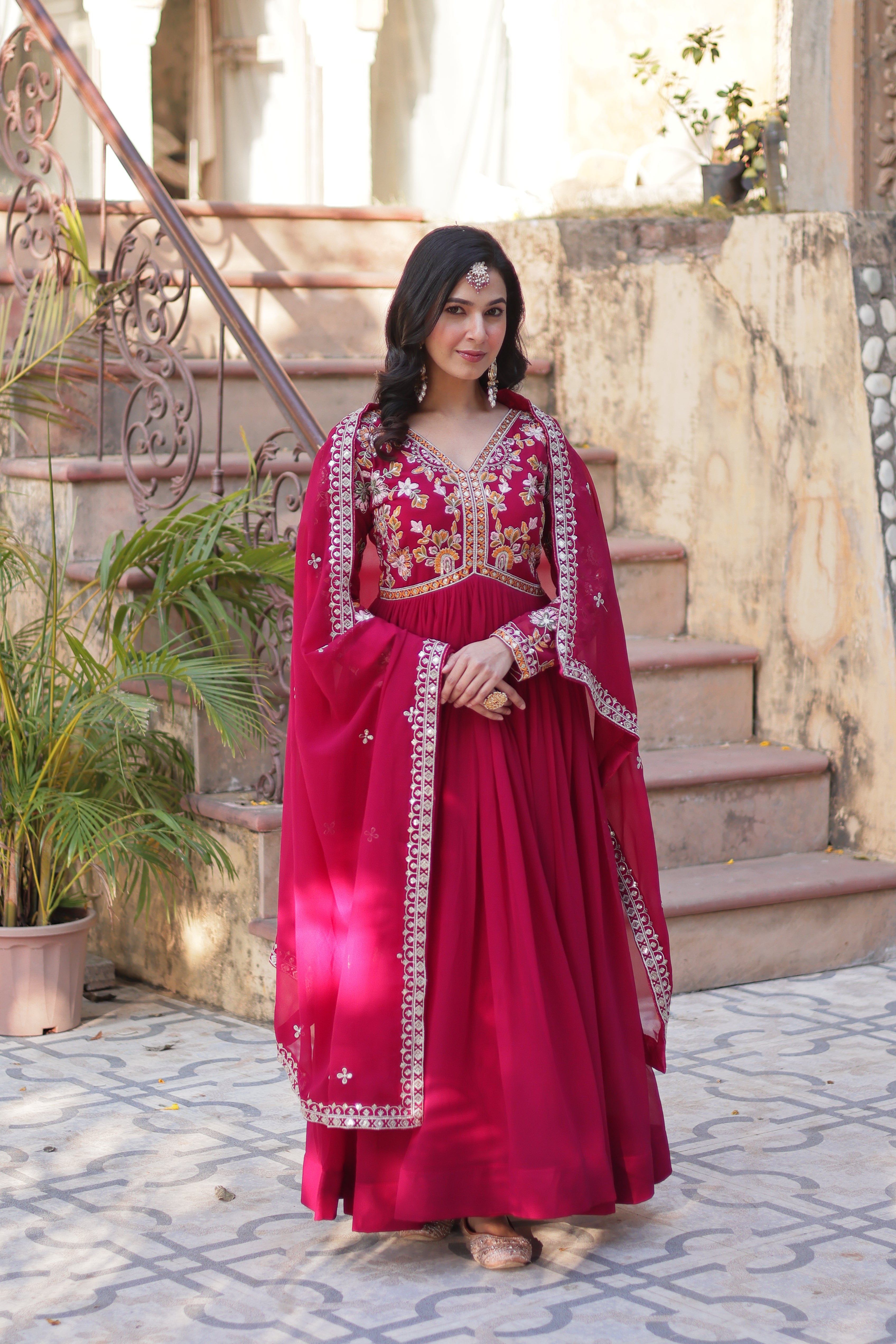 Premium Designer Readymade Flare Gown With Dupatta