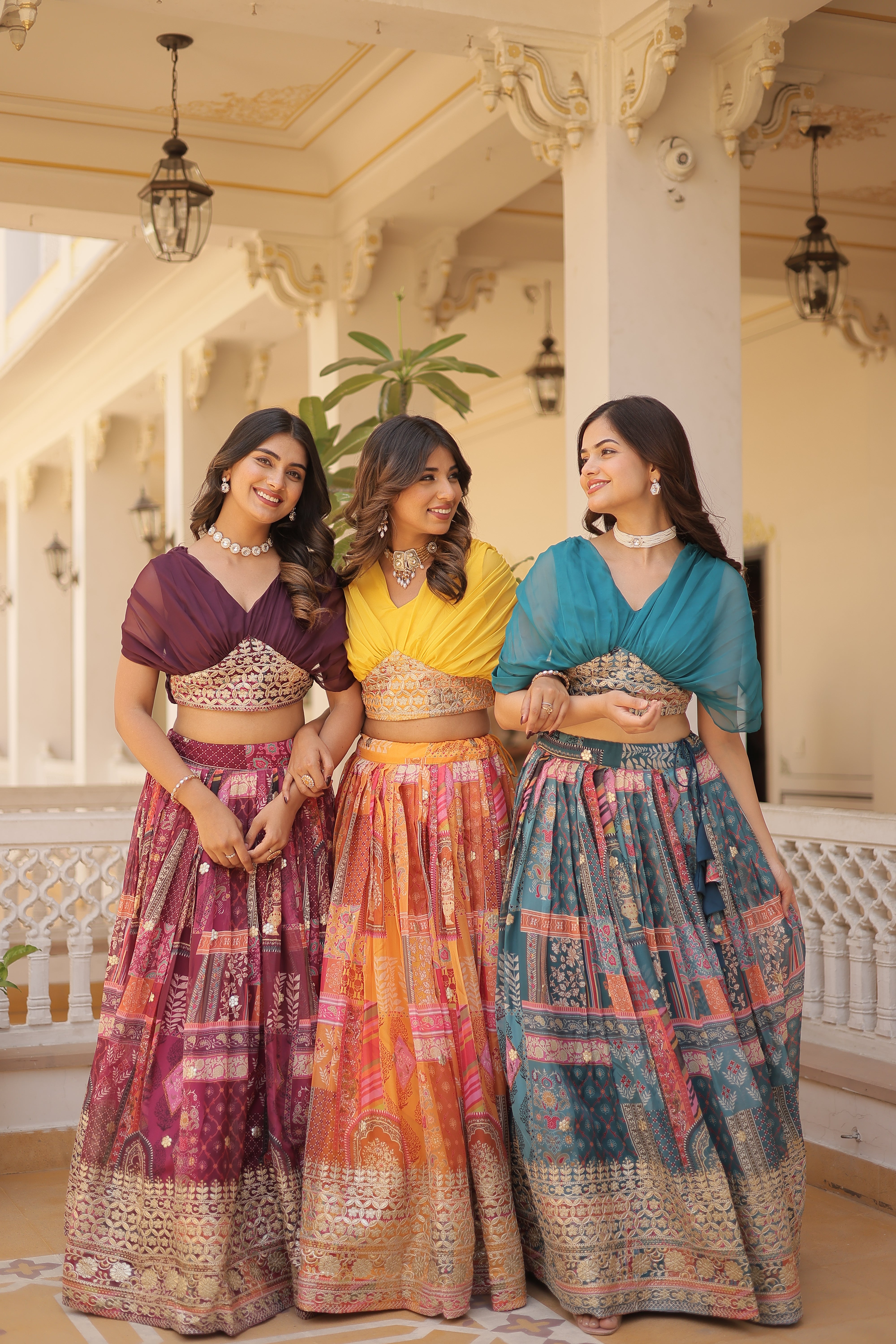 Beautiful Foil Printed Lehenga With Embroidery Work