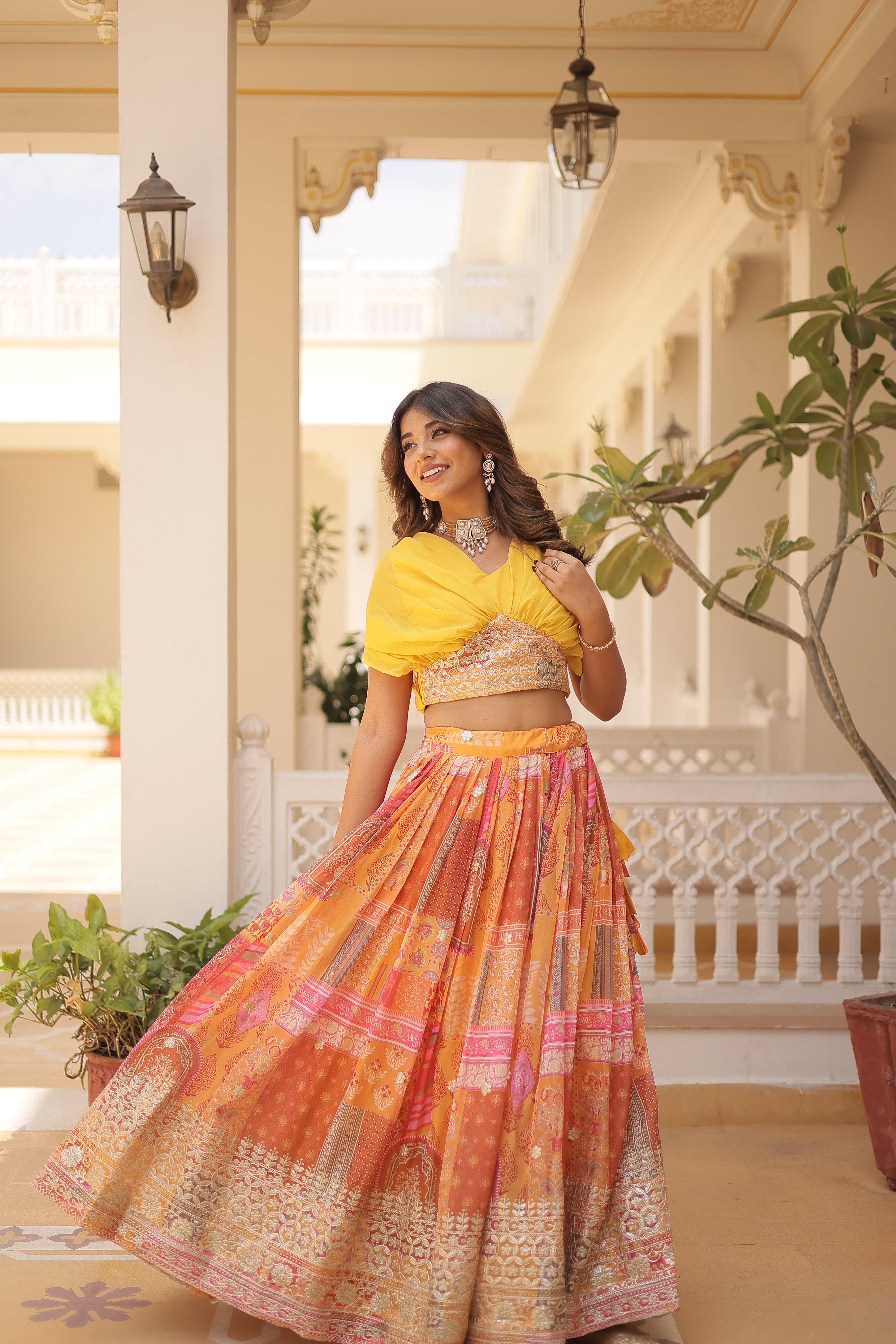 Beautiful Foil Printed Lehenga With Embroidery Work