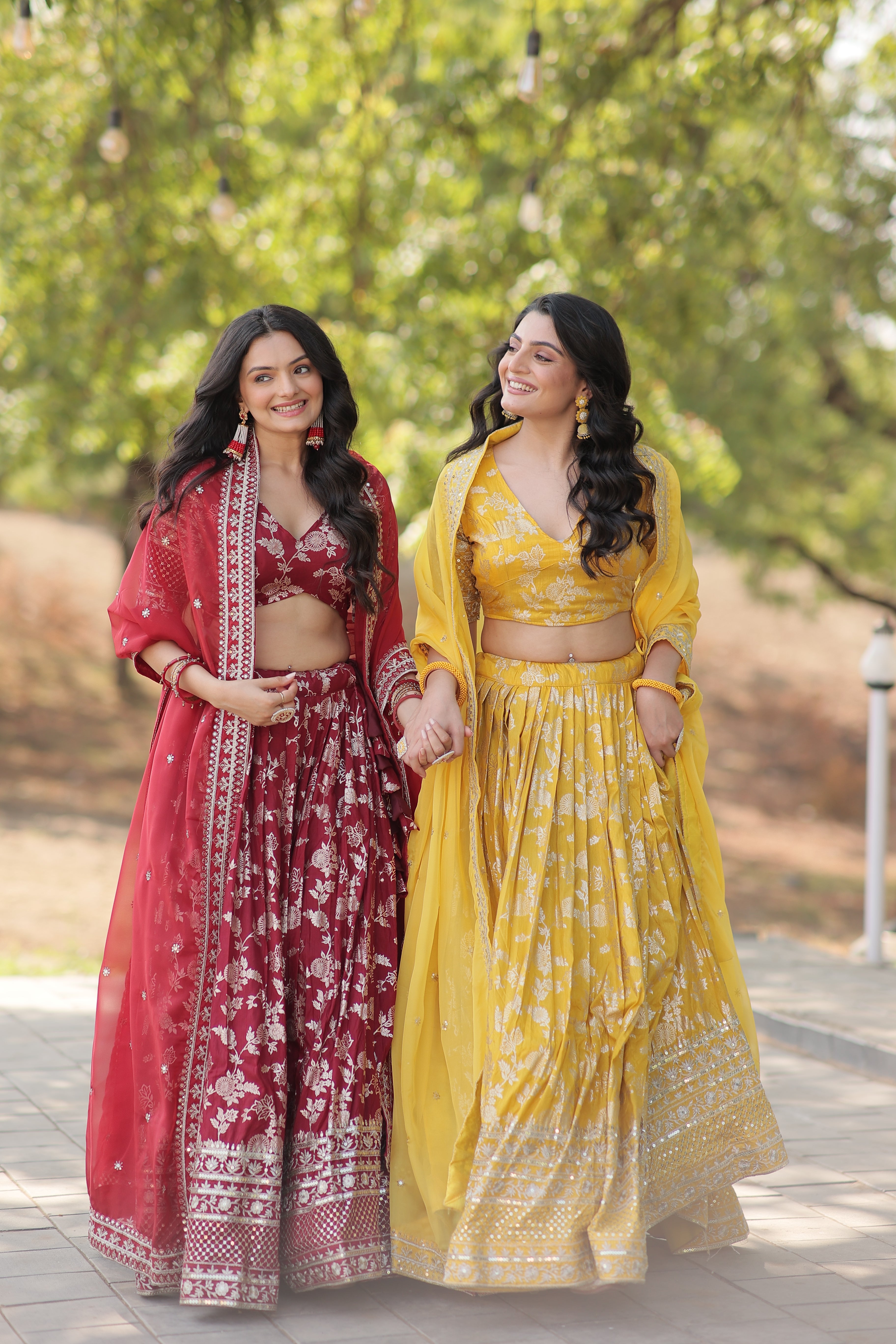 Yellow Designer Dyeable Pure Viscose Jacquard fabric Lehenga Choli & Dupatta Set