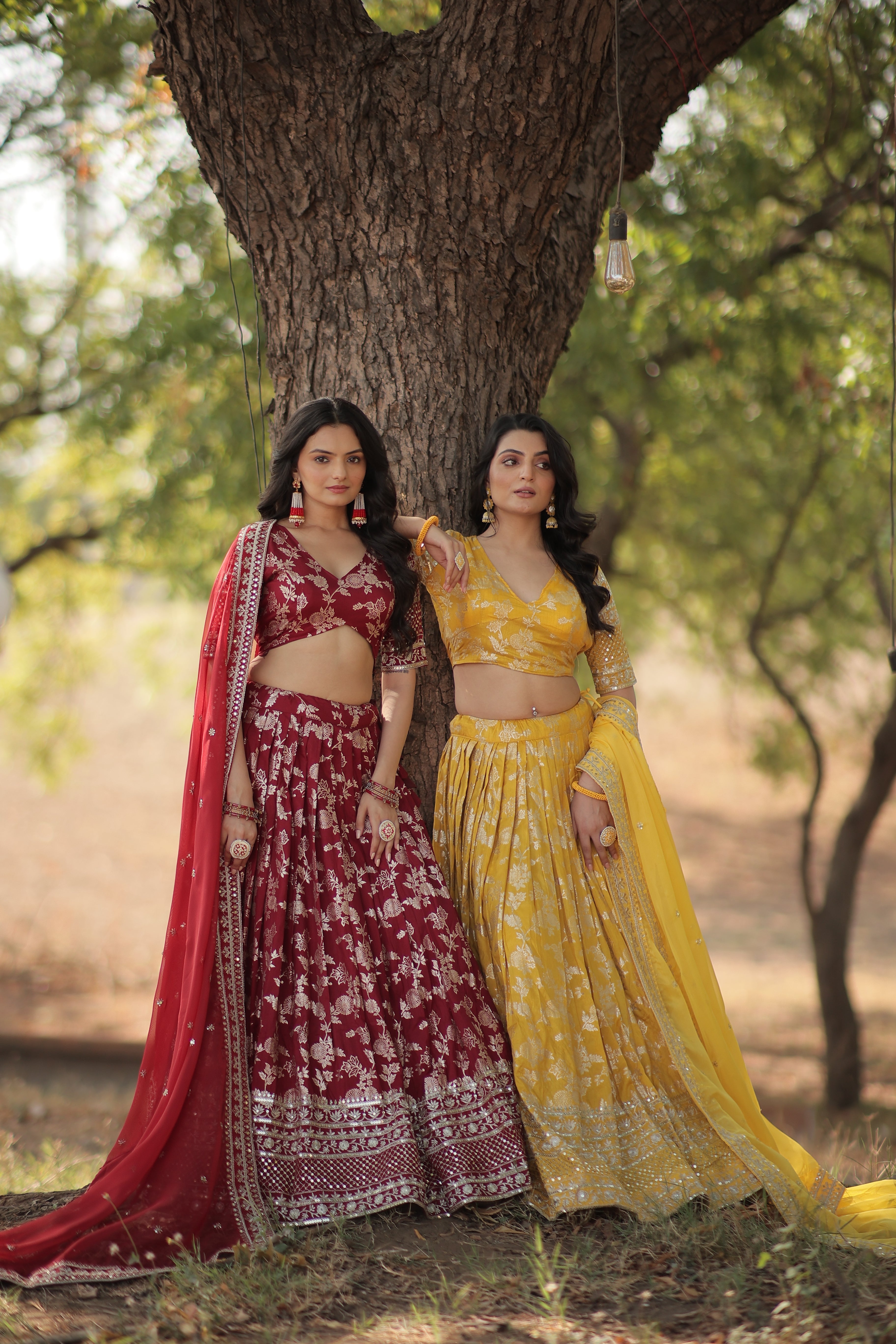 Yellow Designer Dyeable Pure Viscose Jacquard fabric Lehenga Choli & Dupatta Set