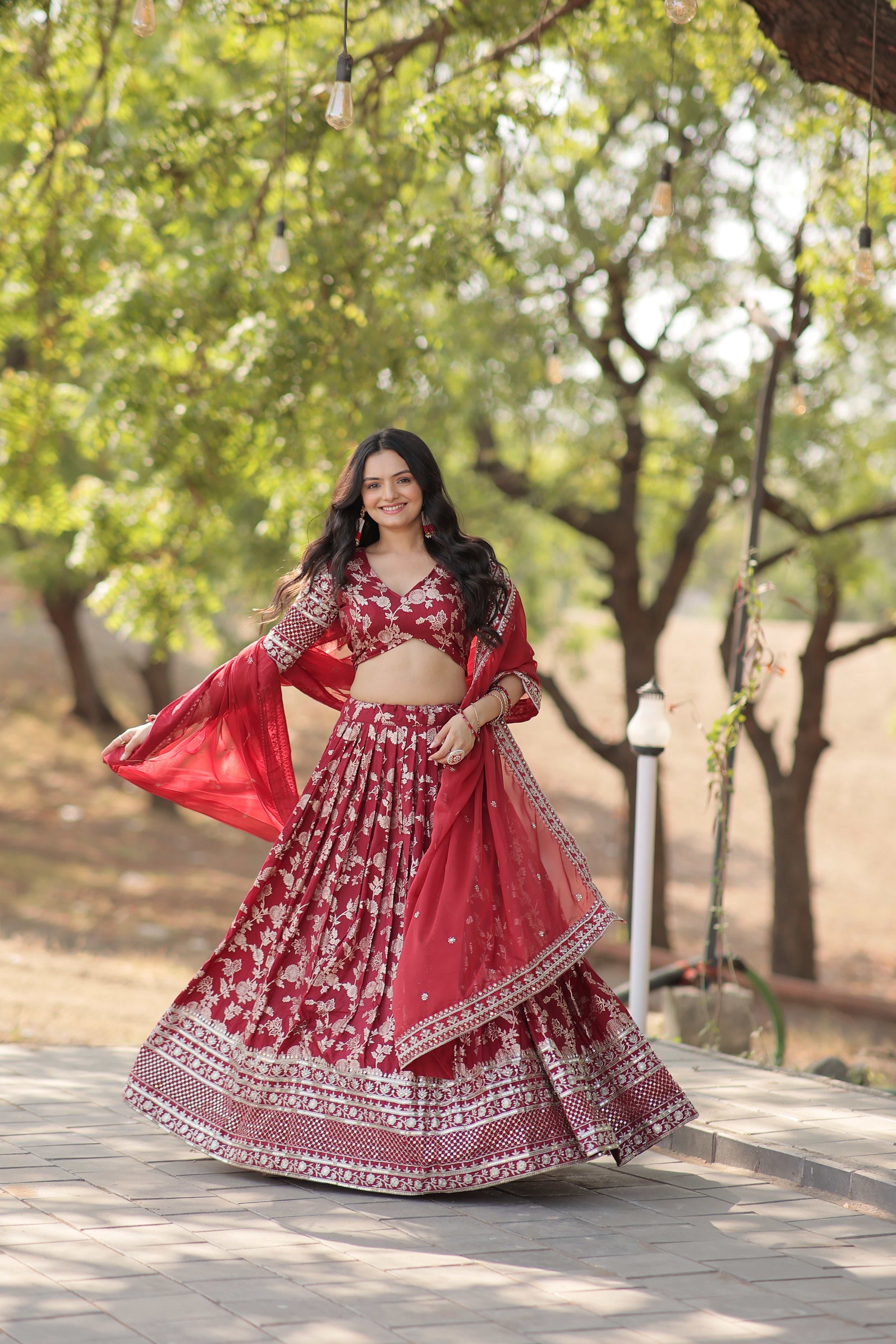 Maroon Designer Dyeable Pure Viscose Jacquard fabric Lehenga Choli & Dupatta Set