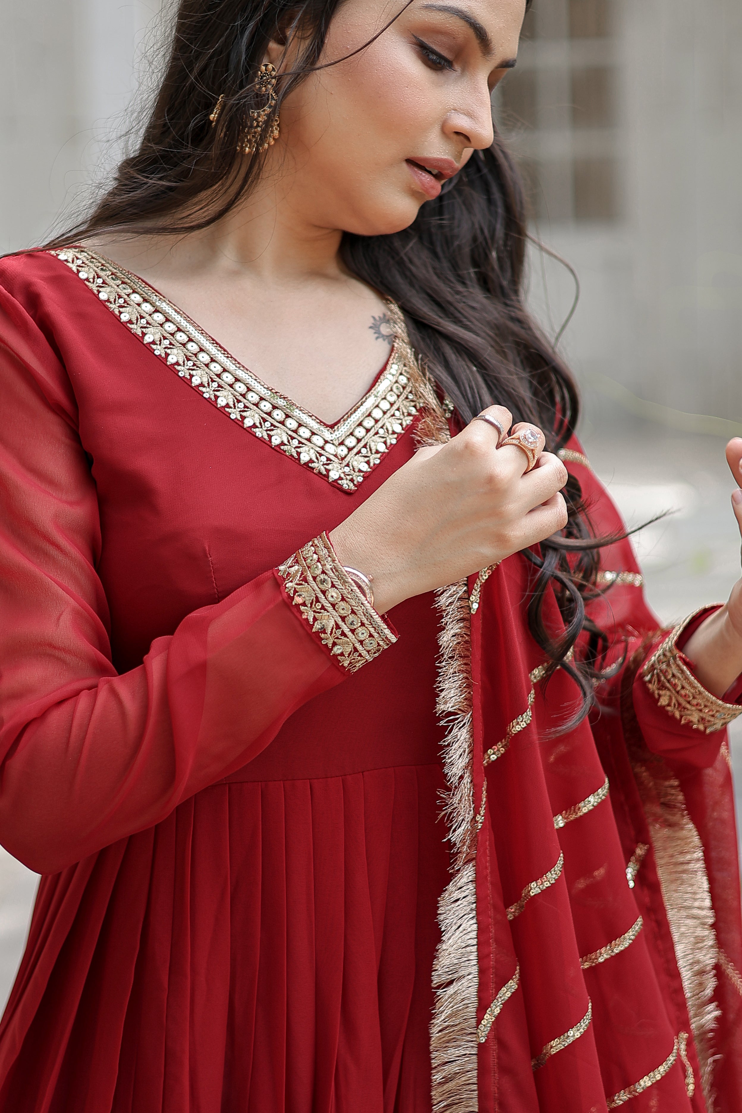 Faux Blooming Gown with Dupatta